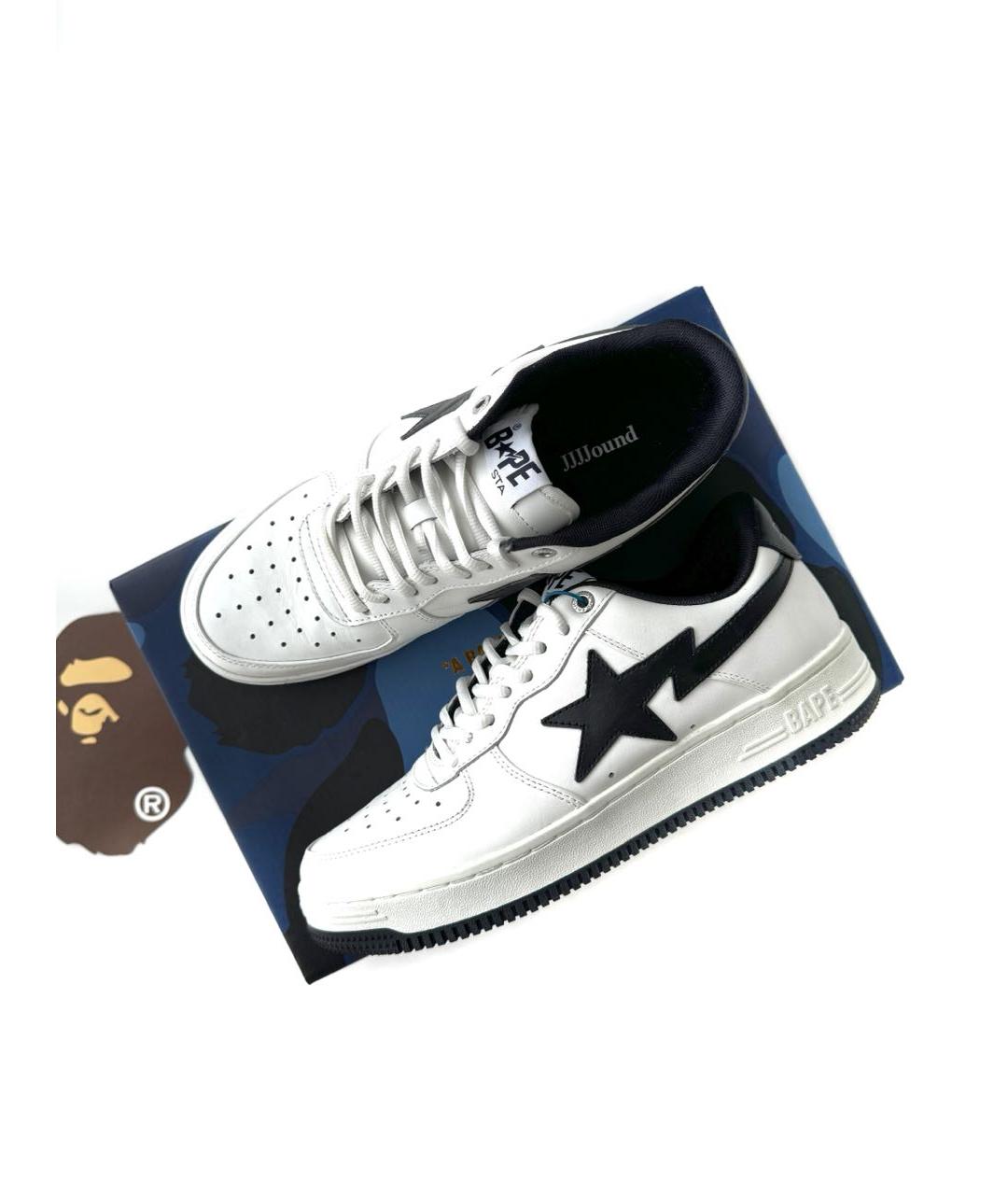 BAPE Белые кожаные низкие кроссовки / кеды, фото 2