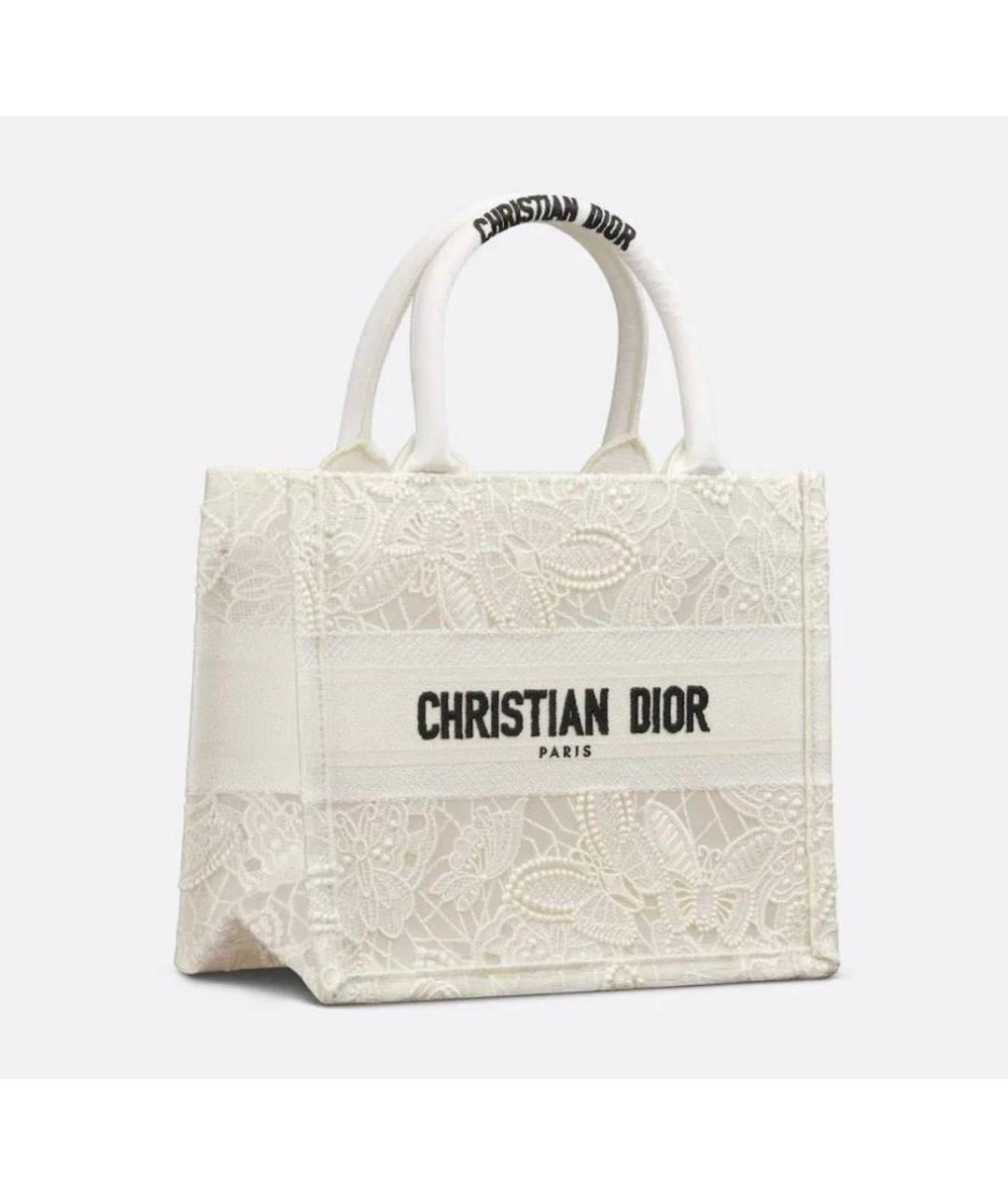CHRISTIAN DIOR Белая тканевая сумка тоут, фото 9