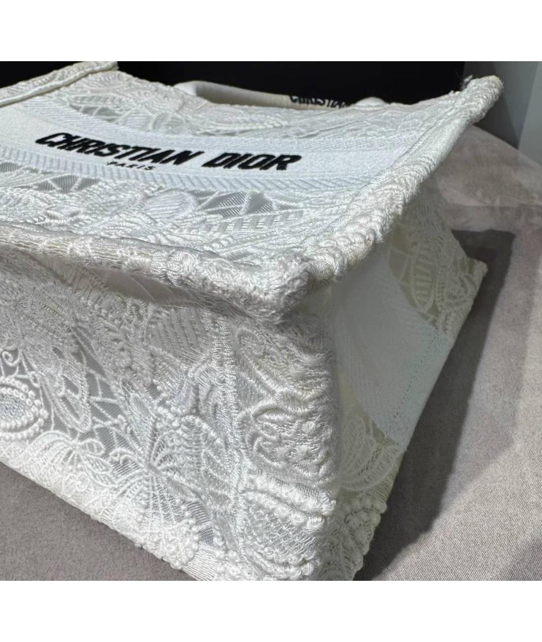 CHRISTIAN DIOR Белая тканевая сумка тоут, фото 6