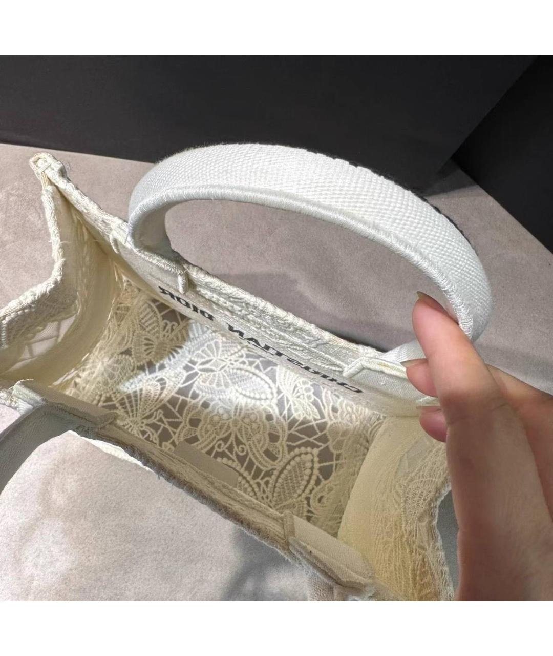 CHRISTIAN DIOR Белая тканевая сумка тоут, фото 5