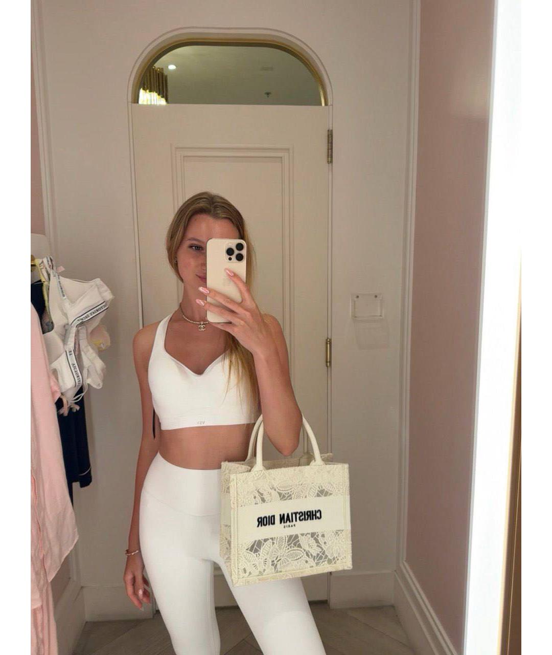 CHRISTIAN DIOR Белая тканевая сумка тоут, фото 3