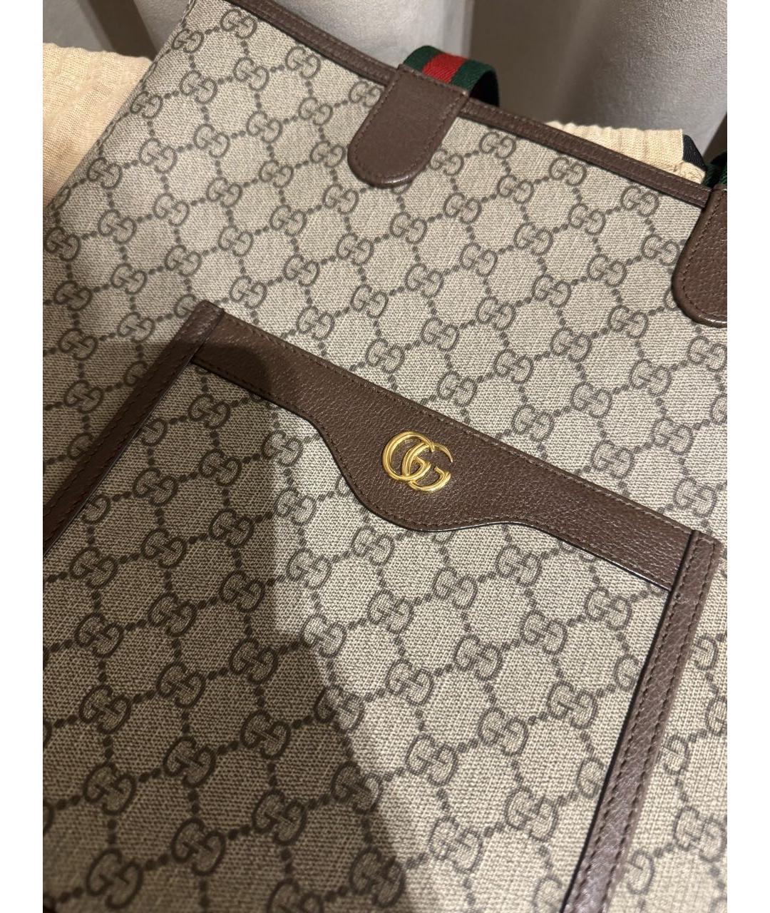 GUCCI Коричневая кожаная сумка с короткими ручками, фото 3