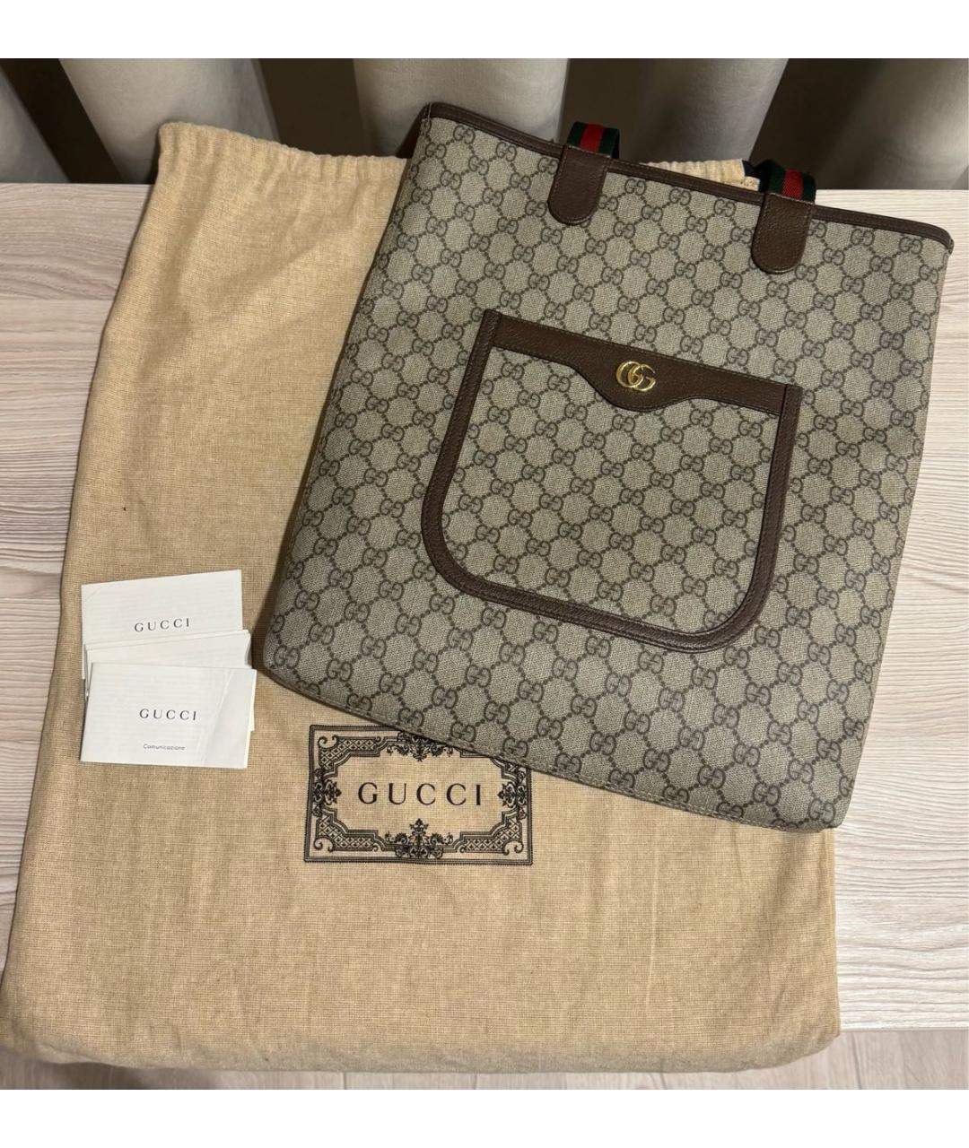 GUCCI Коричневая кожаная сумка с короткими ручками, фото 2