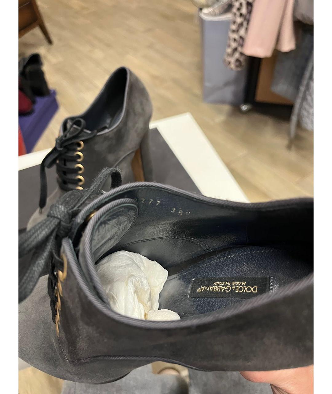 DOLCE&GABBANA Серые замшевые ботильоны, фото 5