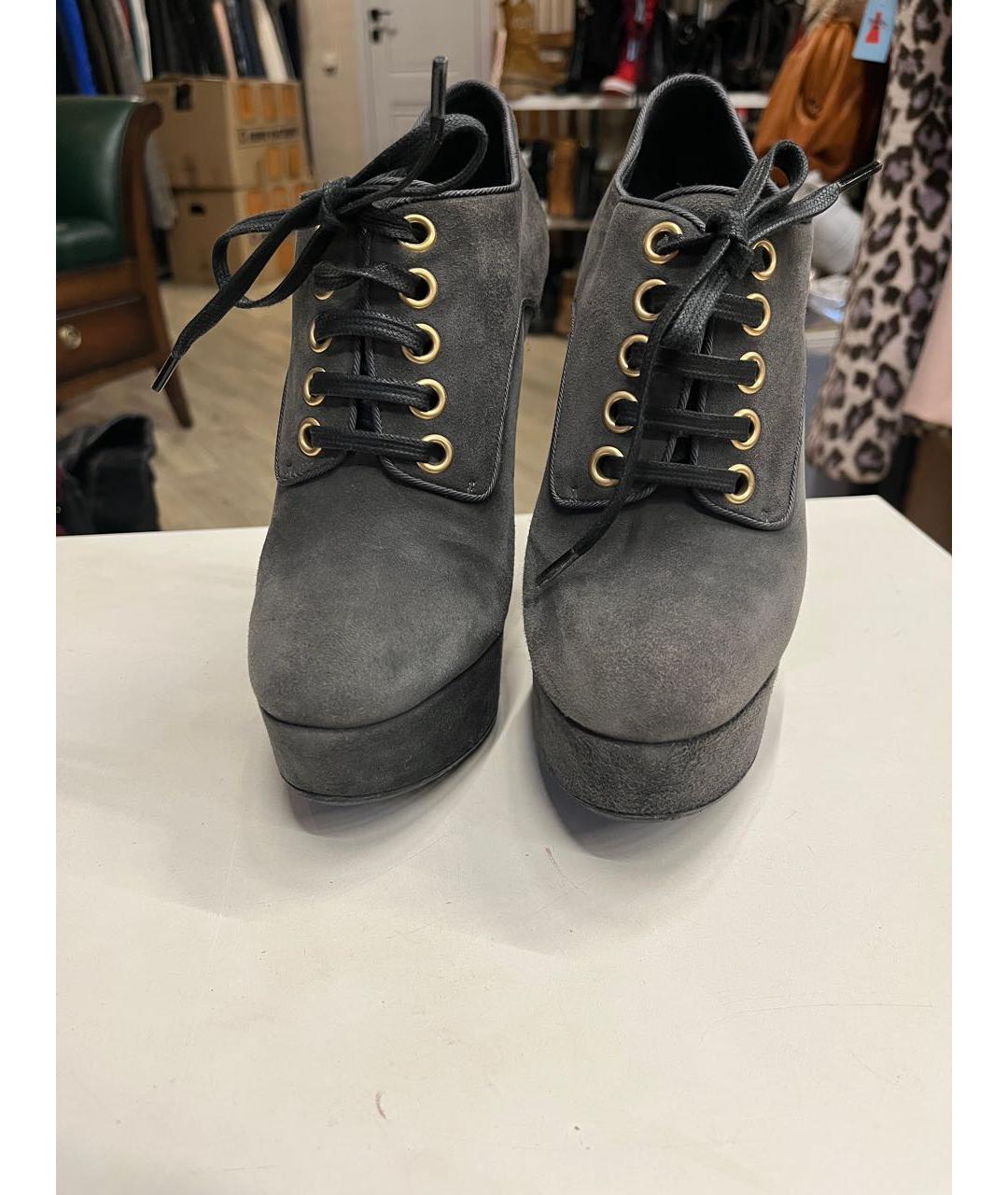 DOLCE&GABBANA Серые замшевые ботильоны, фото 7