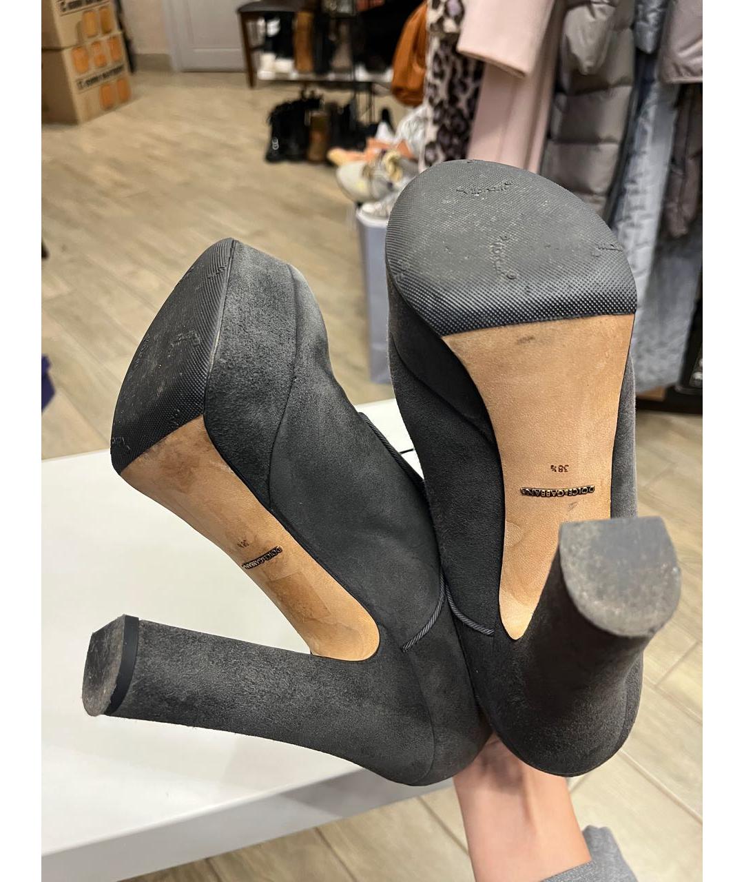 DOLCE&GABBANA Серые замшевые ботильоны, фото 6