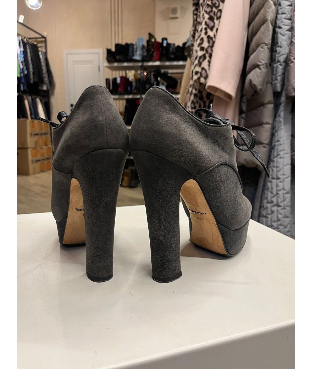 DOLCE&GABBANA Серые замшевые ботильоны, фото 8