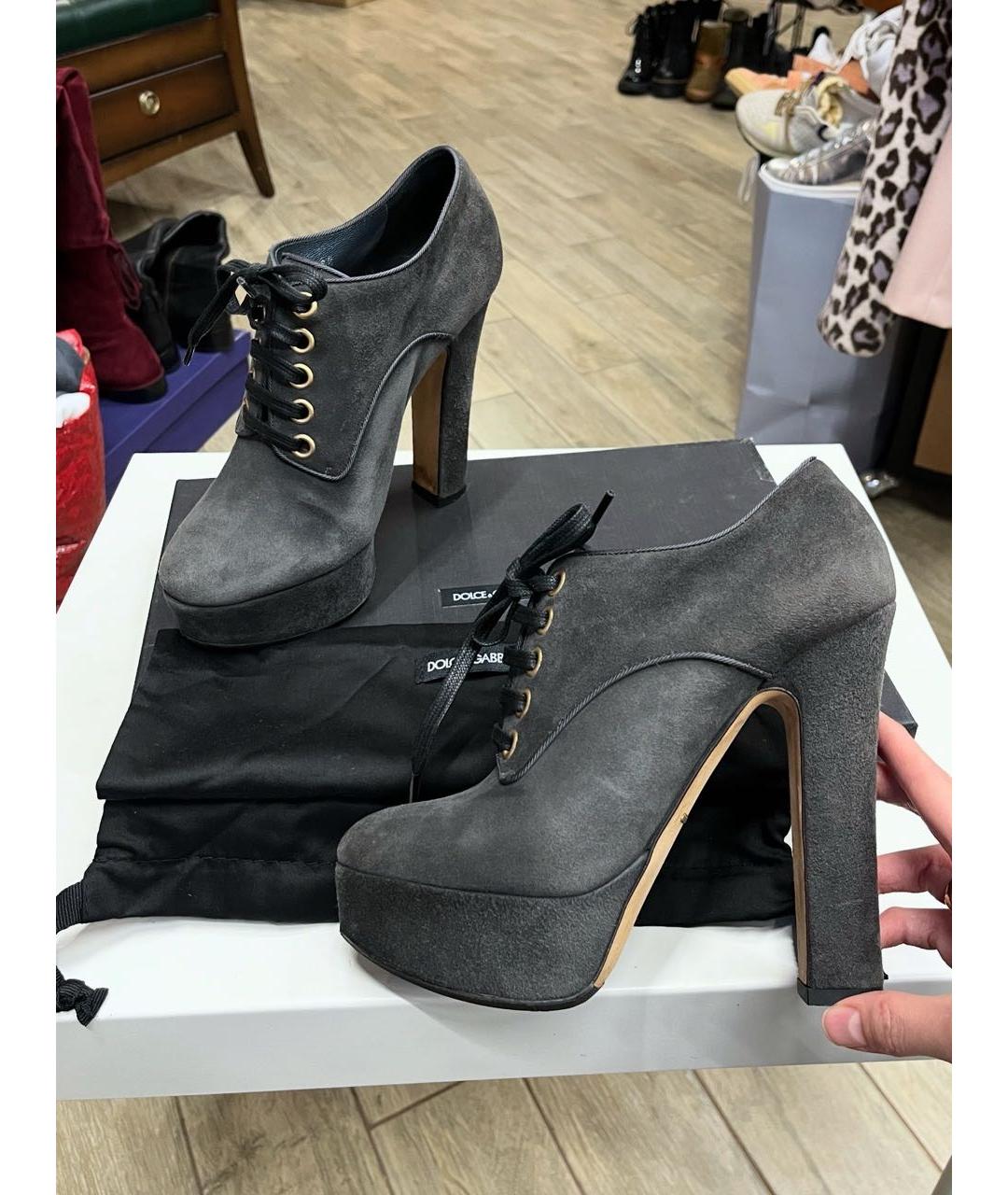 DOLCE&GABBANA Серые замшевые ботильоны, фото 9