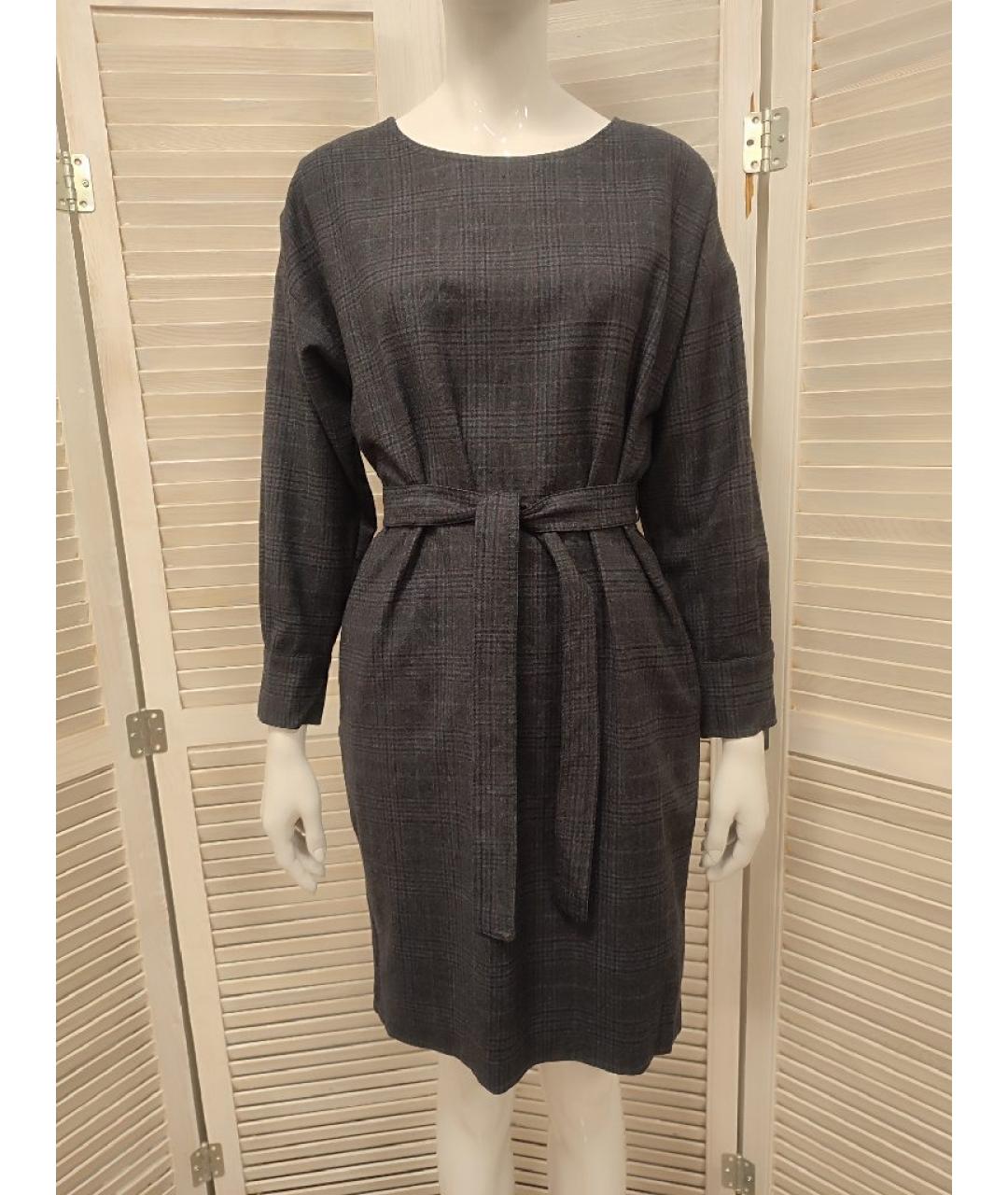 WEEKEND MAX MARA Серое шерстяное повседневное платье, фото 10