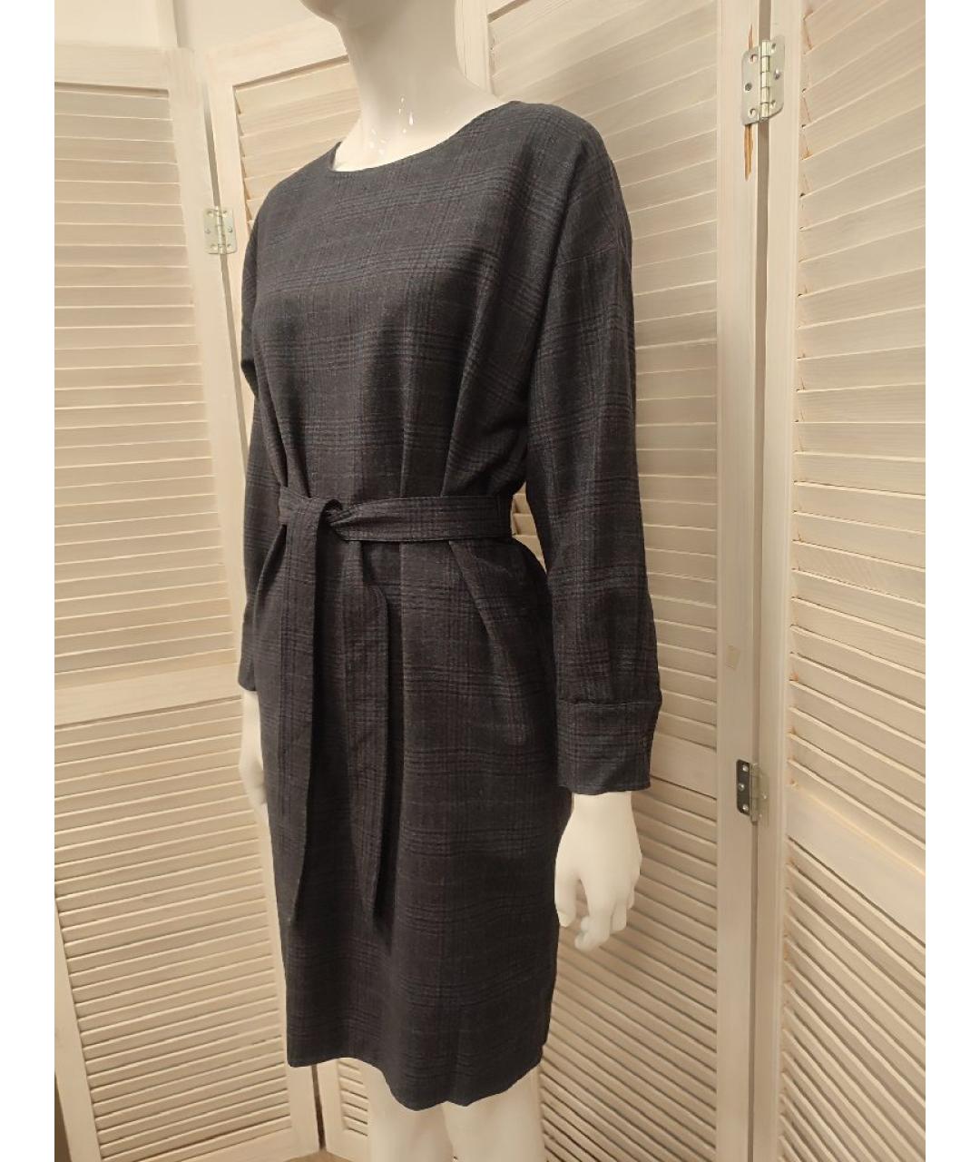 WEEKEND MAX MARA Серое шерстяное повседневное платье, фото 9