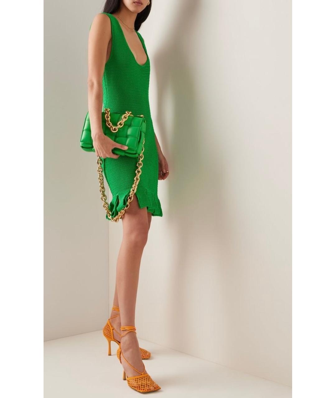 BOTTEGA VENETA Зеленые хлопко-эластановое коктейльное платье, фото 7