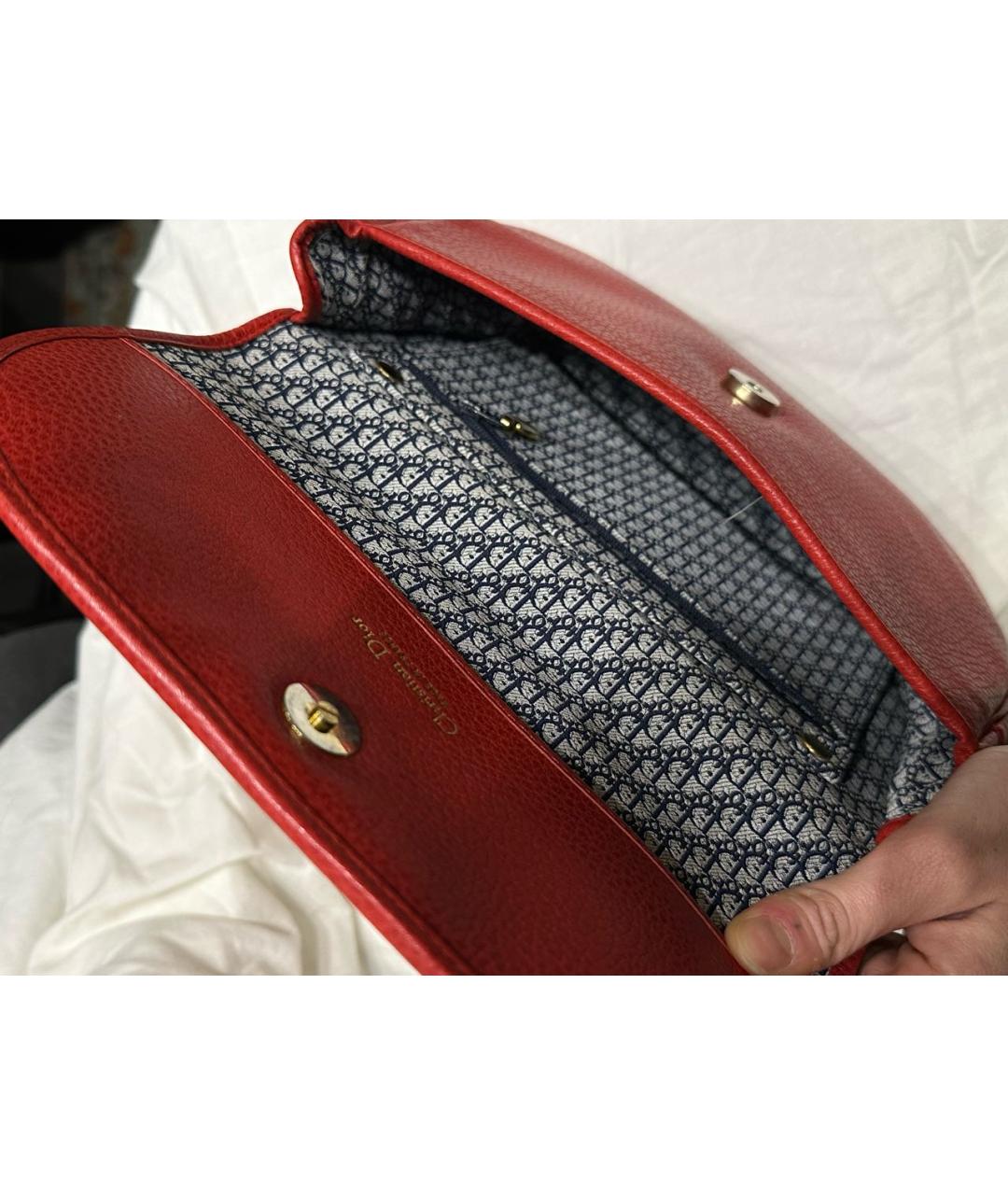 CHRISTIAN DIOR Красная кожаная сумка через плечо, фото 5