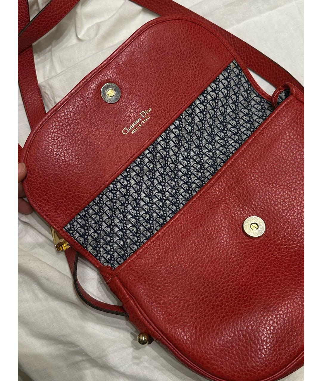 CHRISTIAN DIOR Красная кожаная сумка через плечо, фото 3