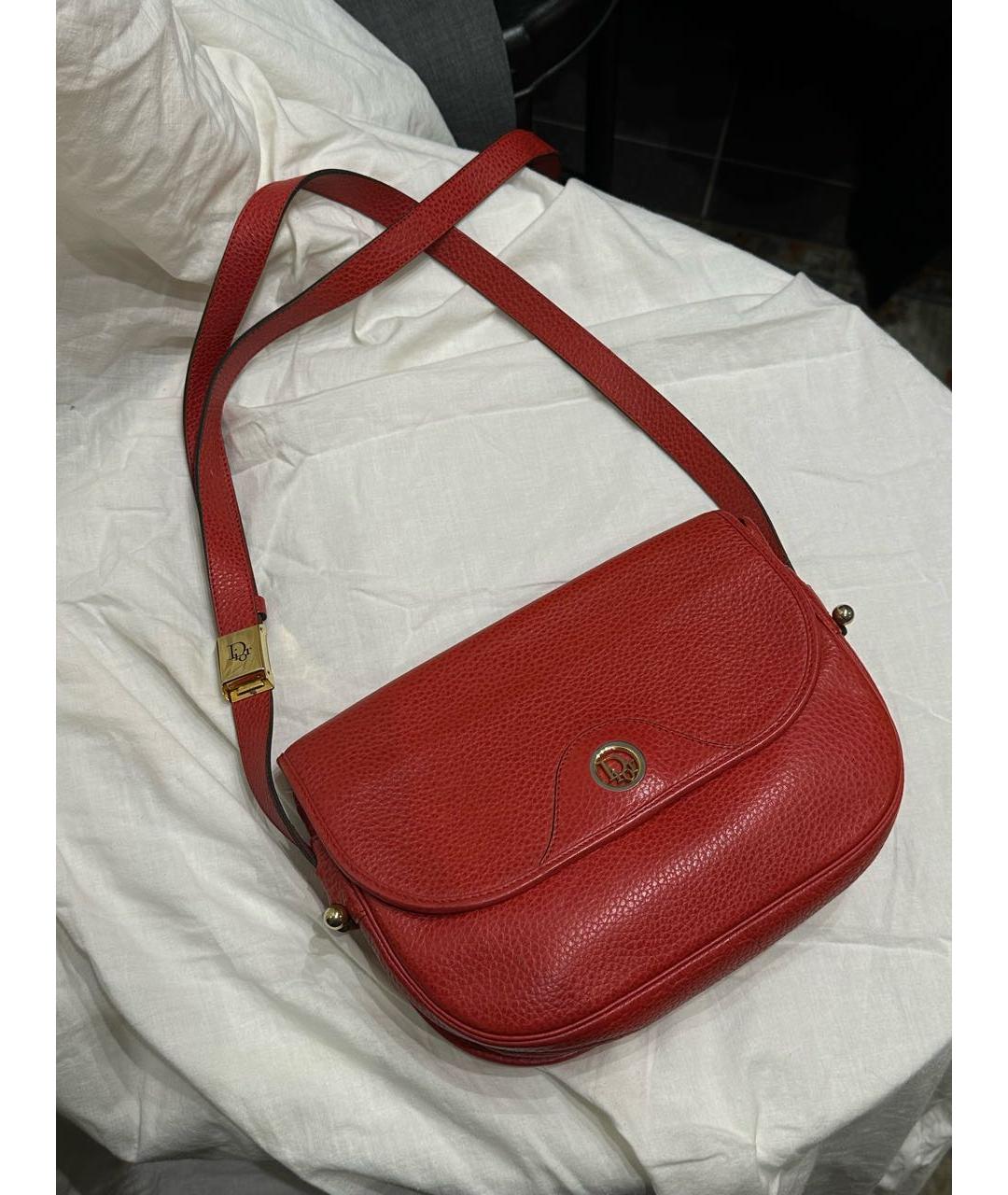 CHRISTIAN DIOR Красная кожаная сумка через плечо, фото 2