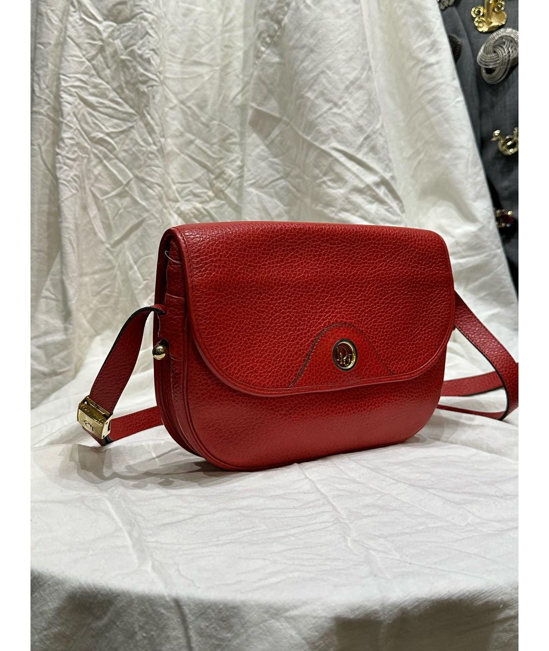 CHRISTIAN DIOR Красная кожаная сумка через плечо, фото 6