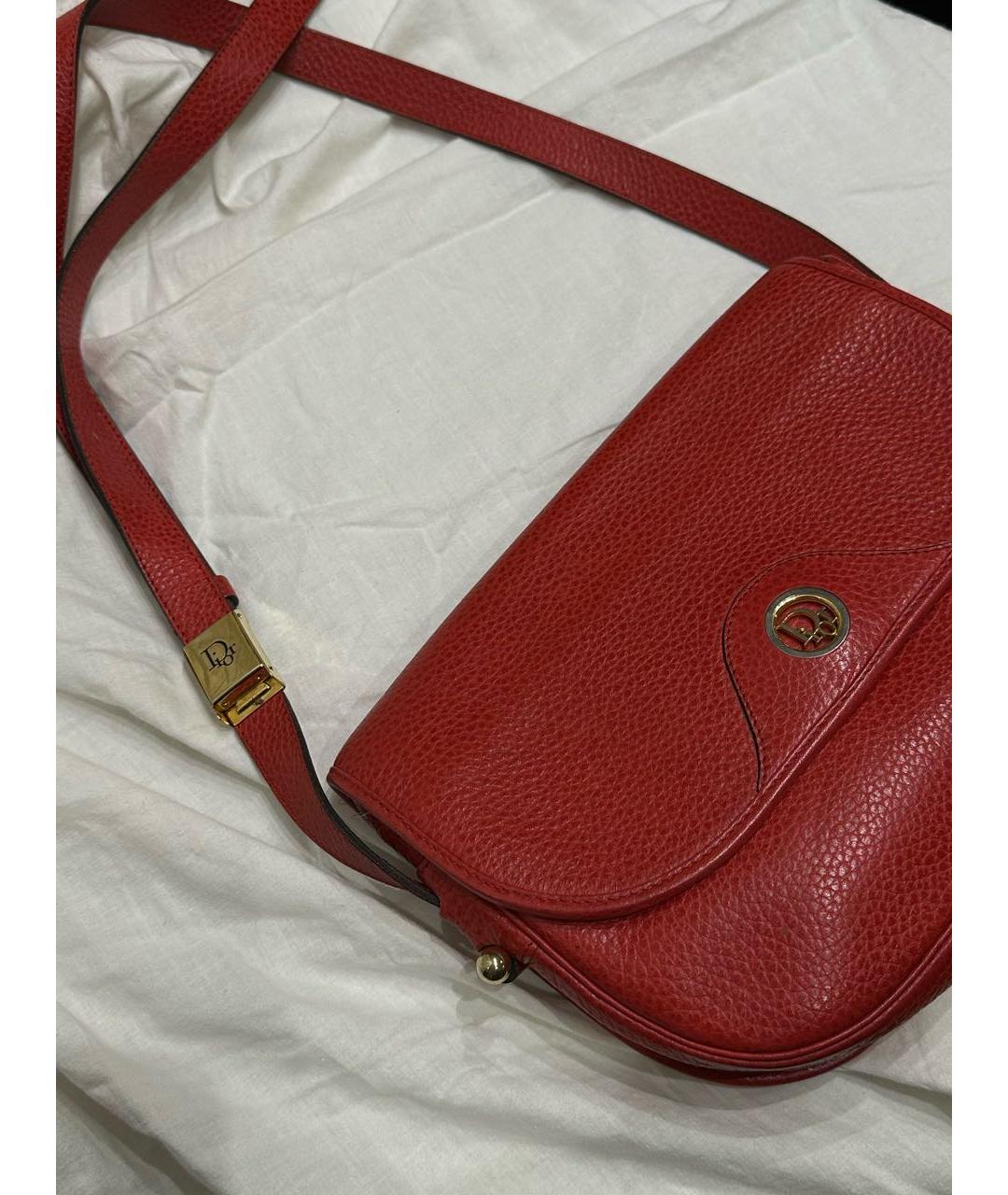 CHRISTIAN DIOR Красная кожаная сумка через плечо, фото 4
