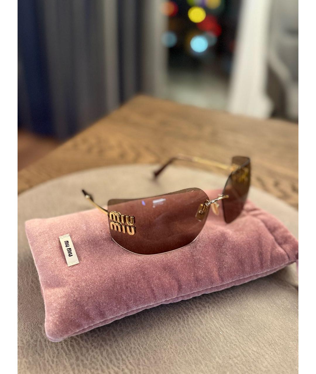 MIU MIU Бежевые металлические солнцезащитные очки, фото 5