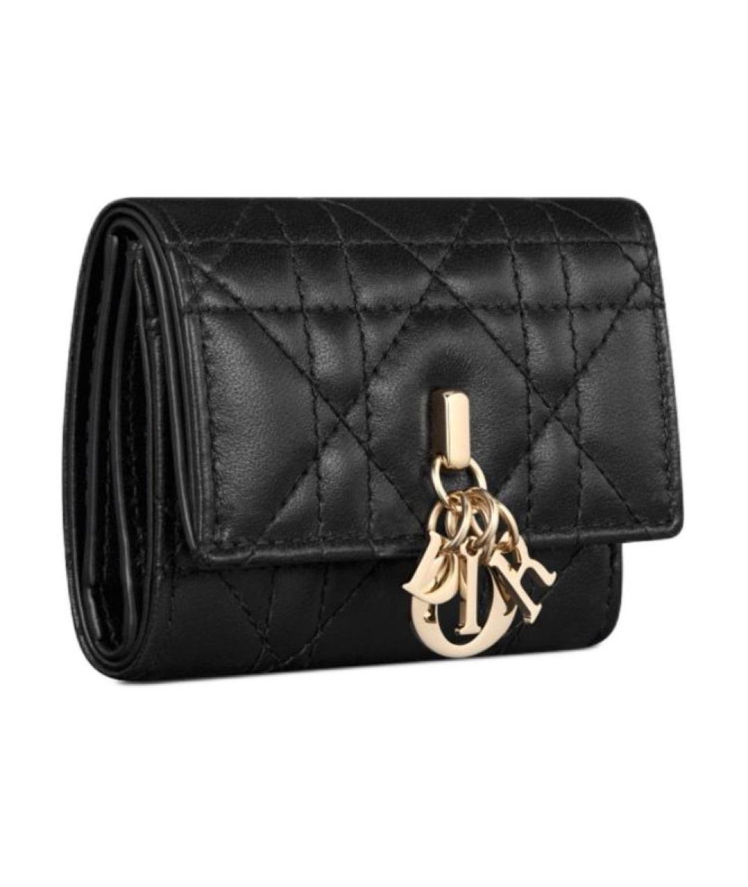 CHRISTIAN DIOR Черный кожаный кошелек, фото 2