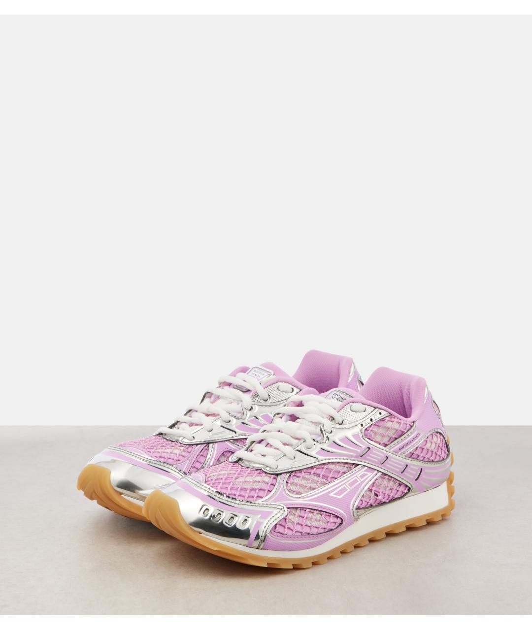 BOTTEGA VENETA Розовые текстильные кроссовки, фото 3