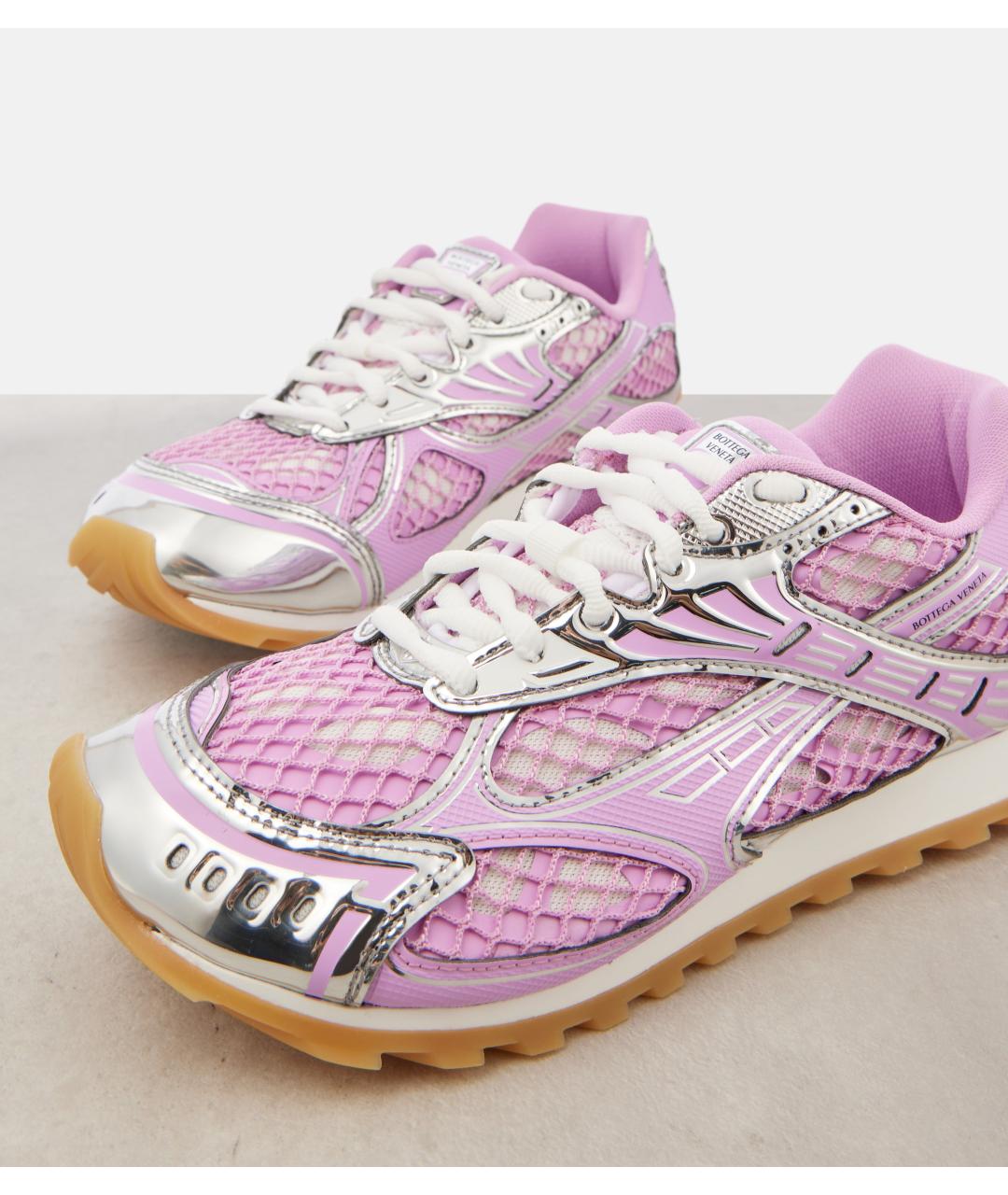 BOTTEGA VENETA Розовые текстильные кроссовки, фото 4