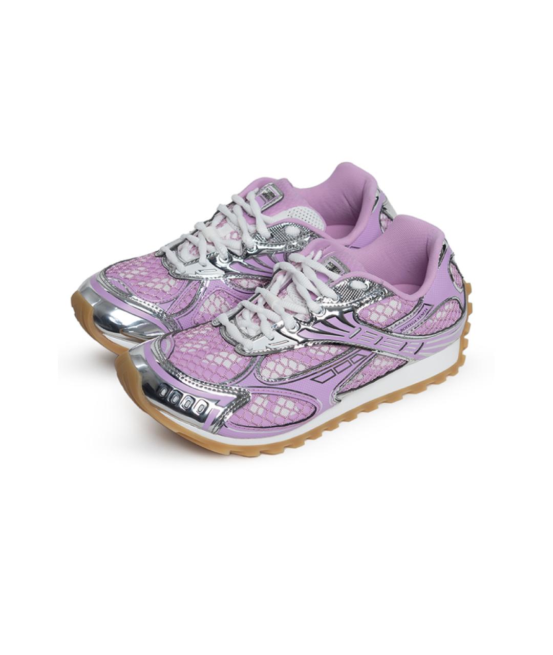 BOTTEGA VENETA Розовые текстильные кроссовки, фото 7