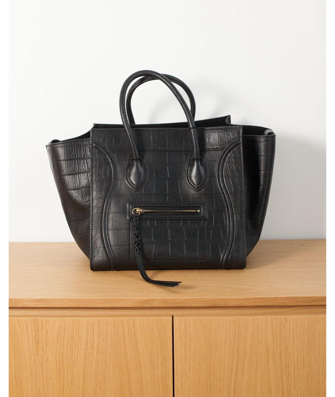 CELINE Черная кожаная сумка с короткими ручками, фото 9