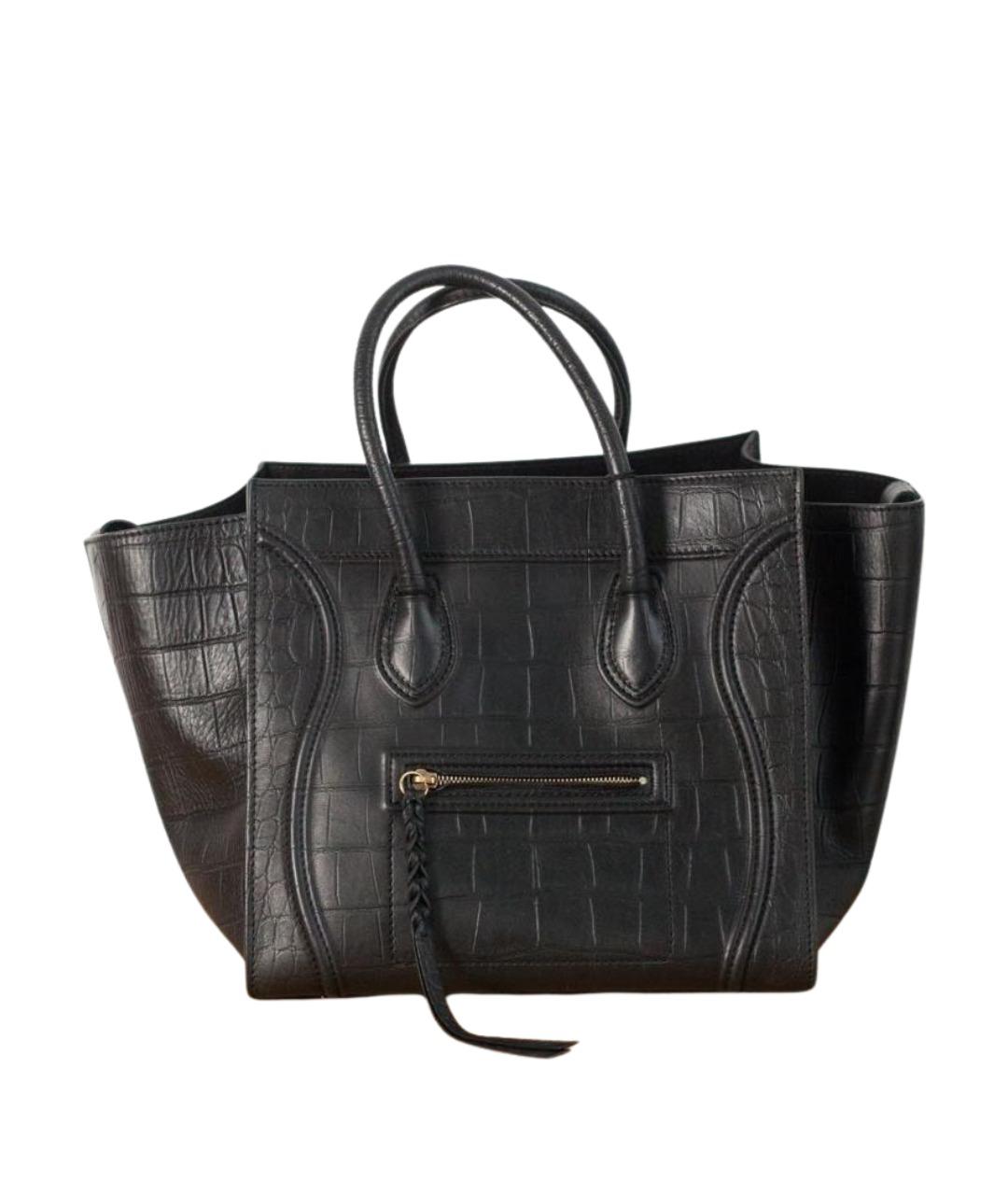 CELINE Черная кожаная сумка с короткими ручками, фото 1