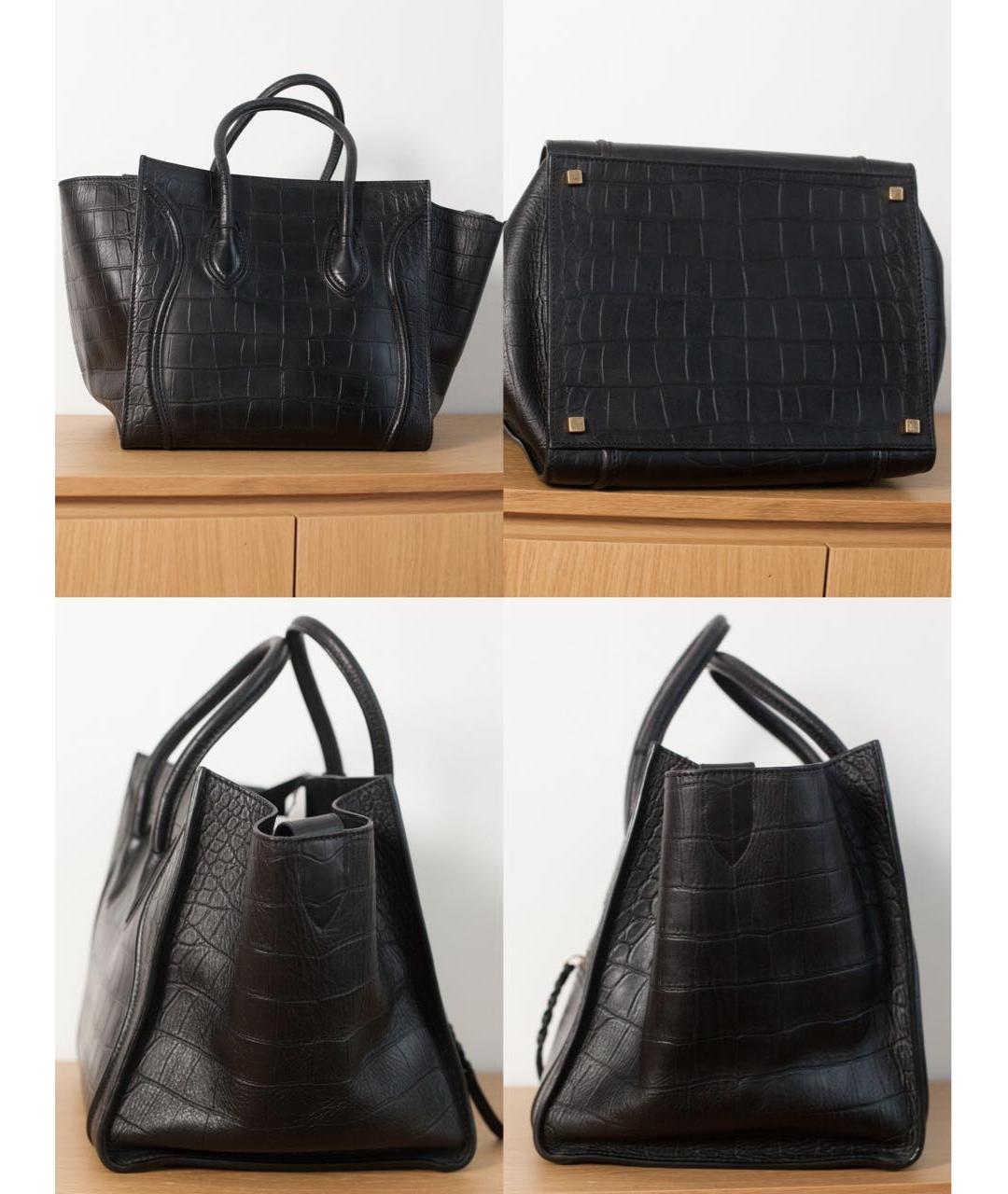 CELINE Черная кожаная сумка с короткими ручками, фото 5