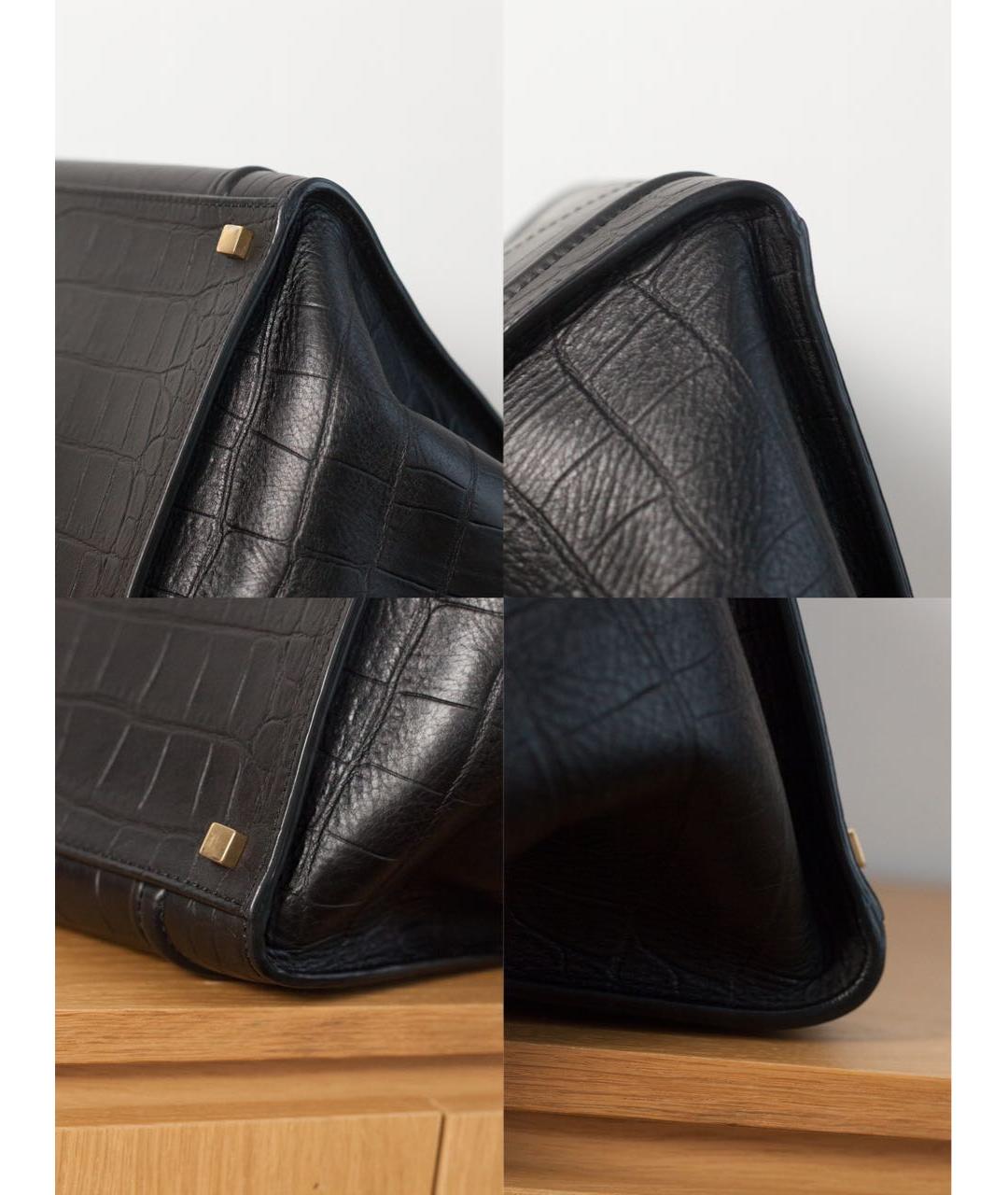 CELINE Черная кожаная сумка с короткими ручками, фото 7