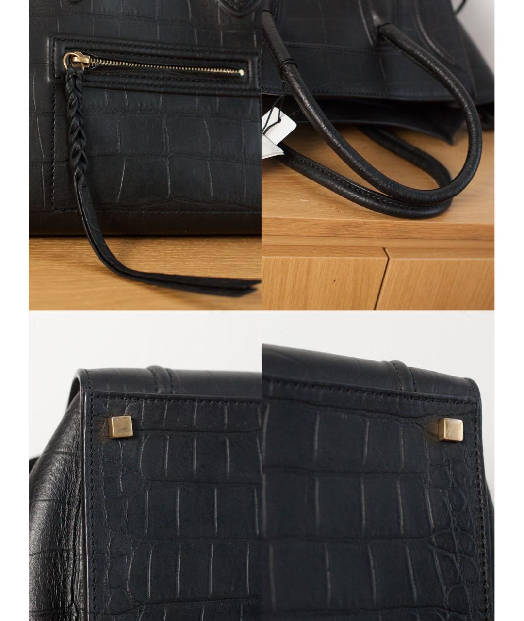 CELINE Черная кожаная сумка с короткими ручками, фото 6