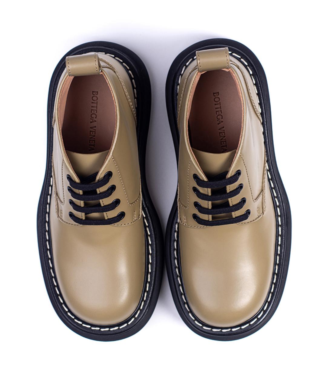 BOTTEGA VENETA Хаки кожаные ботинки, фото 4