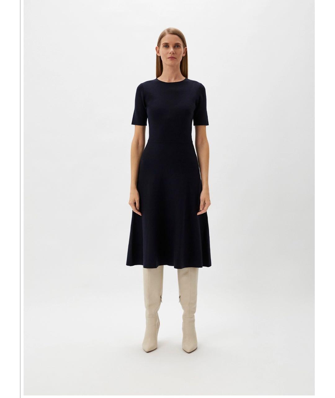 P.A.R.O.S.H. Темно-синее шерстяное повседневное платье, фото 6
