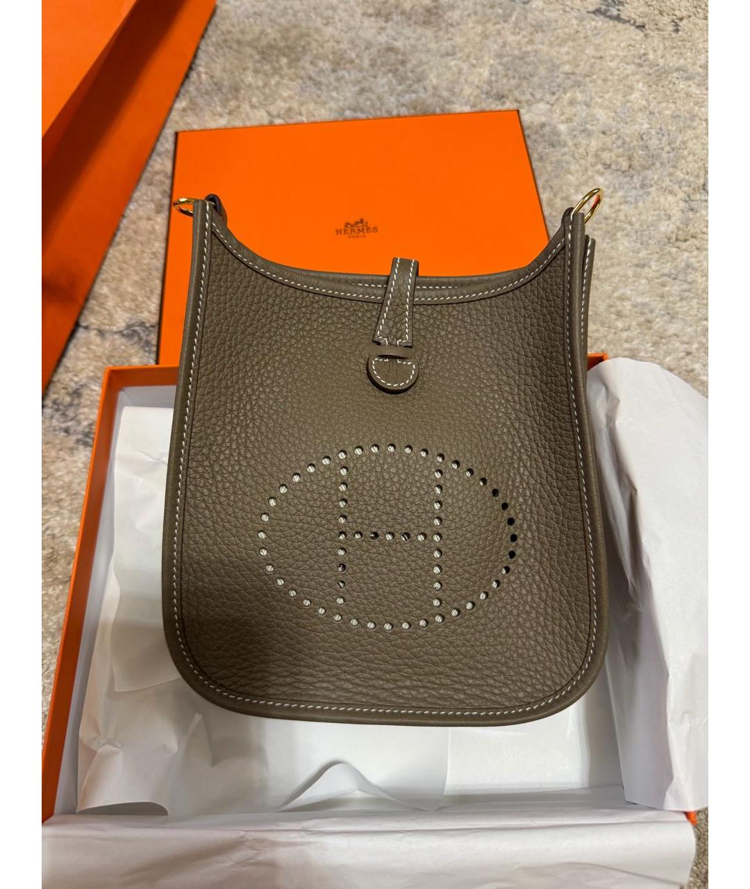 HERMES Коричневая кожаная сумка через плечо, фото 6