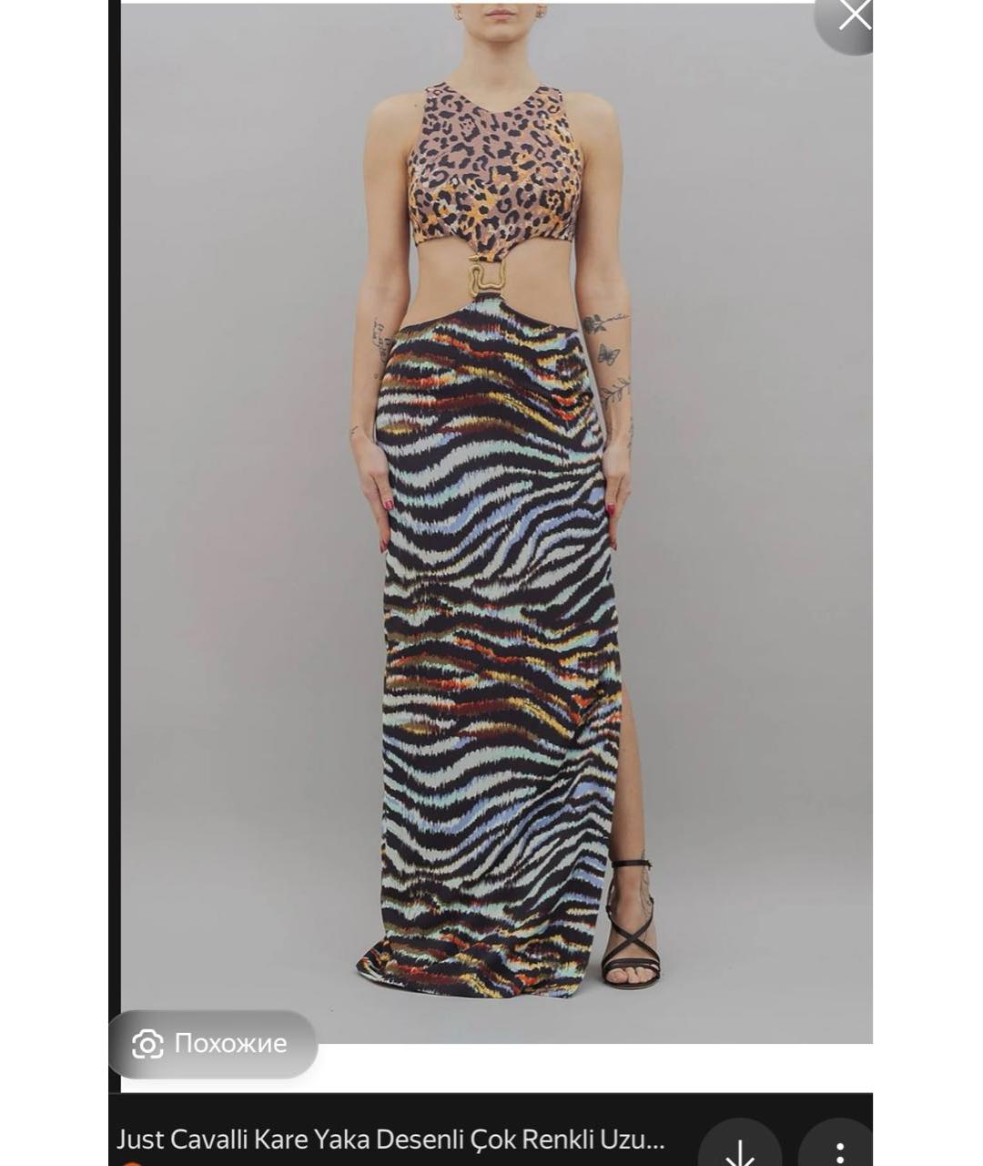 JUST CAVALLI Мульти полиэстеровое вечернее платье, фото 5