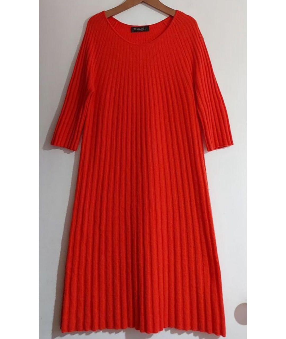 LORO PIANA Оранжевое кашемировое повседневное платье, фото 8