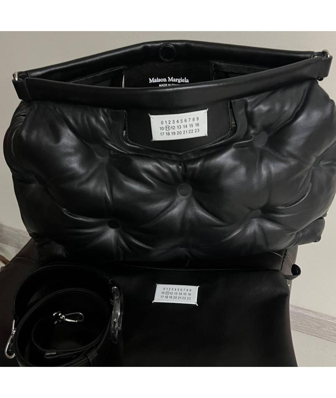 MAISON MARGIELA Черная кожаная сумка с короткими ручками, фото 4