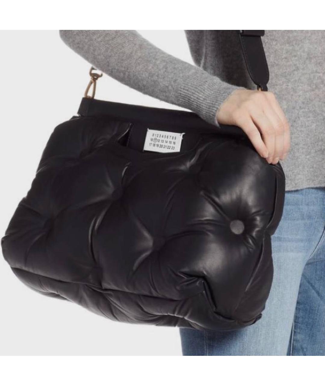 MAISON MARGIELA Черная кожаная сумка с короткими ручками, фото 3