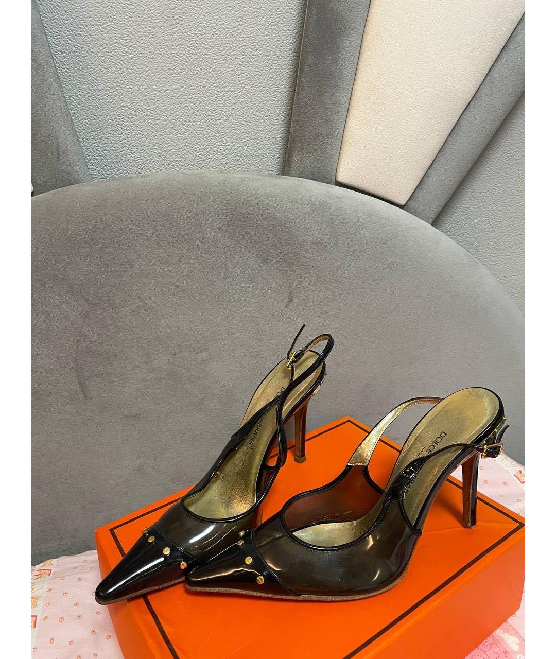 DOLCE&GABBANA Черные резиновые туфли, фото 6