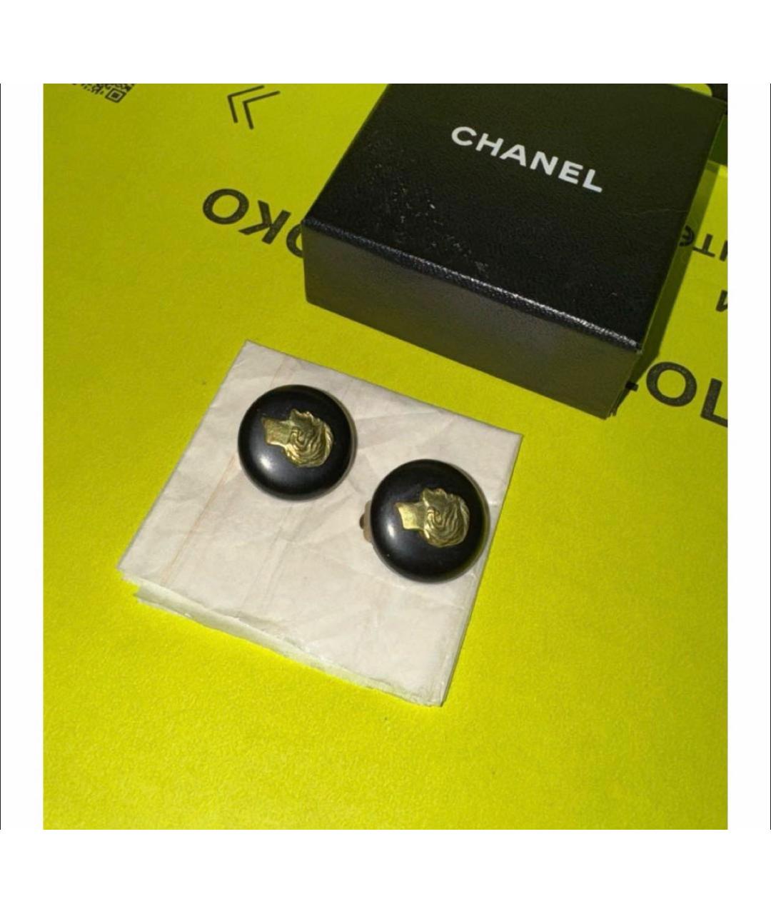 CHANEL Черные клипсы, фото 4