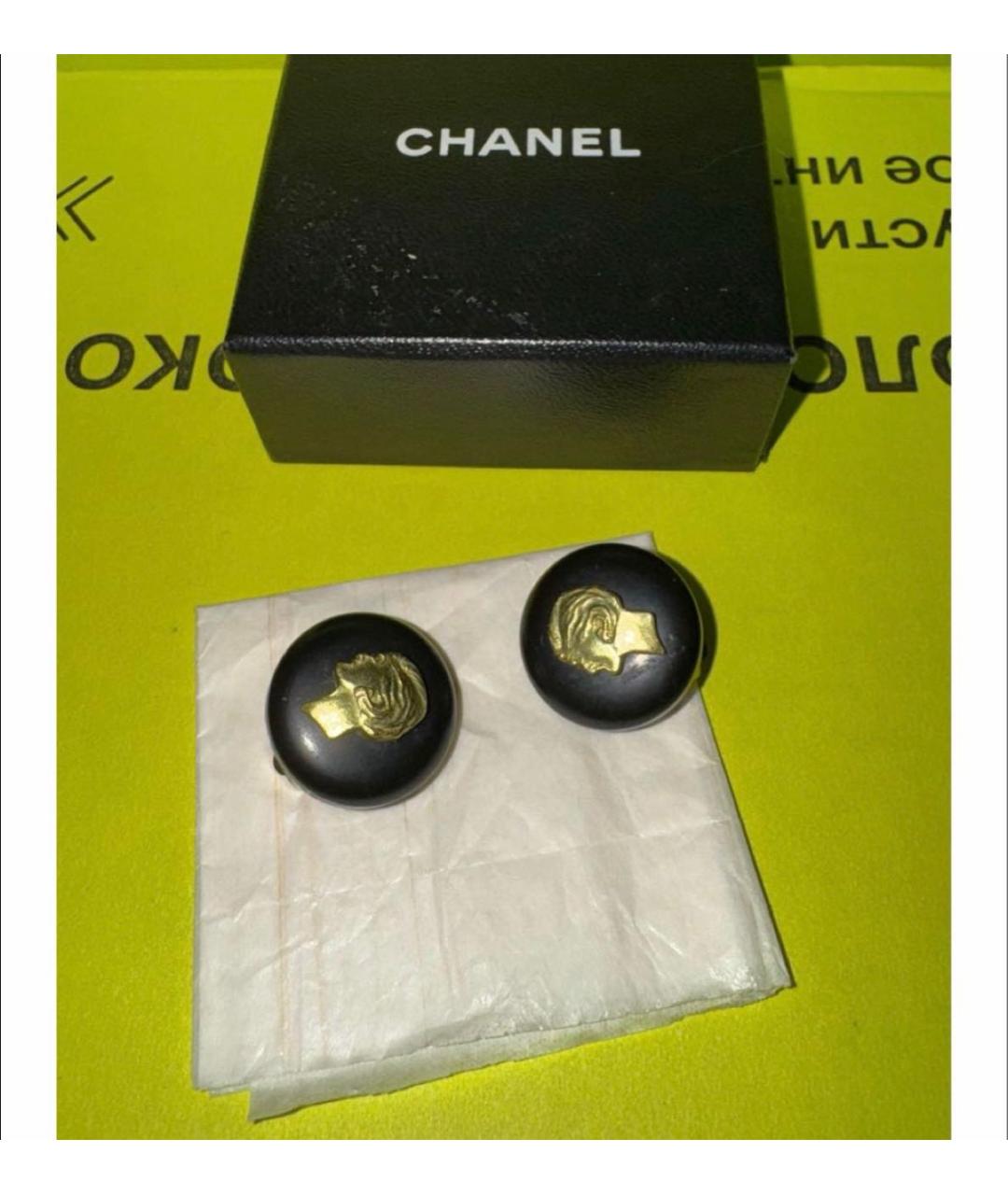 CHANEL Черные клипсы, фото 5