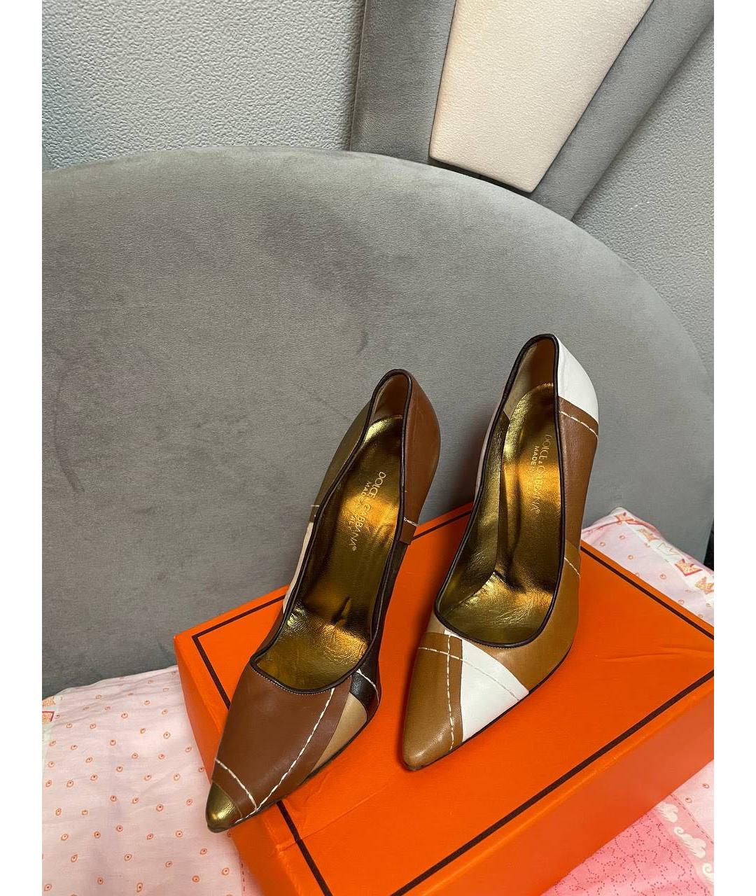 DOLCE&GABBANA Коричневые кожаные туфли, фото 3