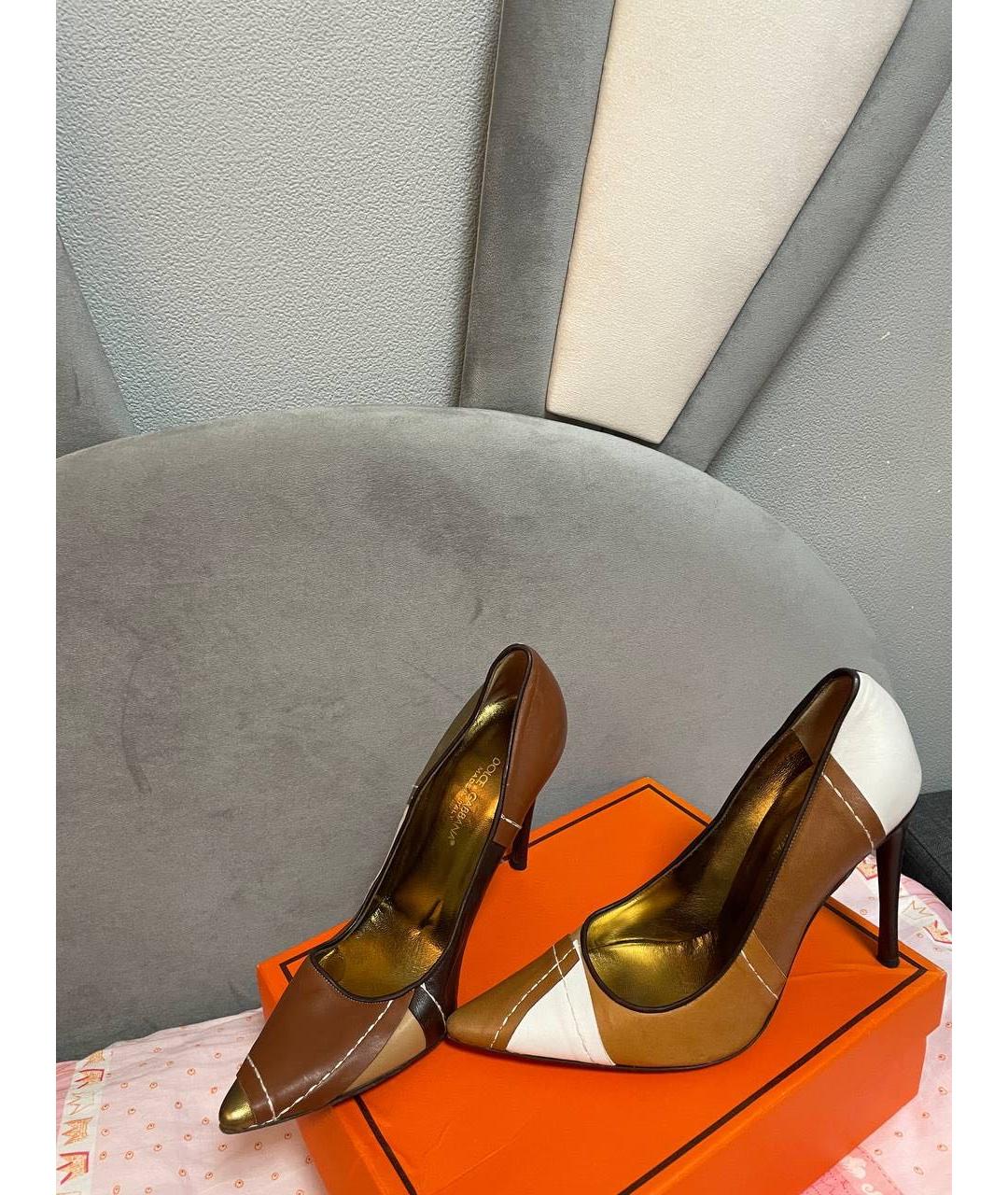 DOLCE&GABBANA Коричневые кожаные туфли, фото 9