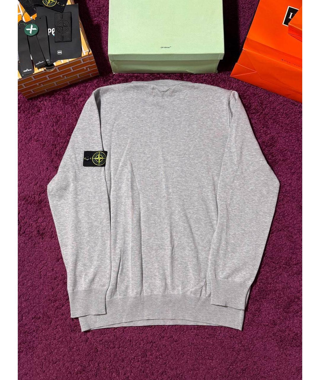 STONE ISLAND Серый хлопковый джемпер / свитер, фото 2