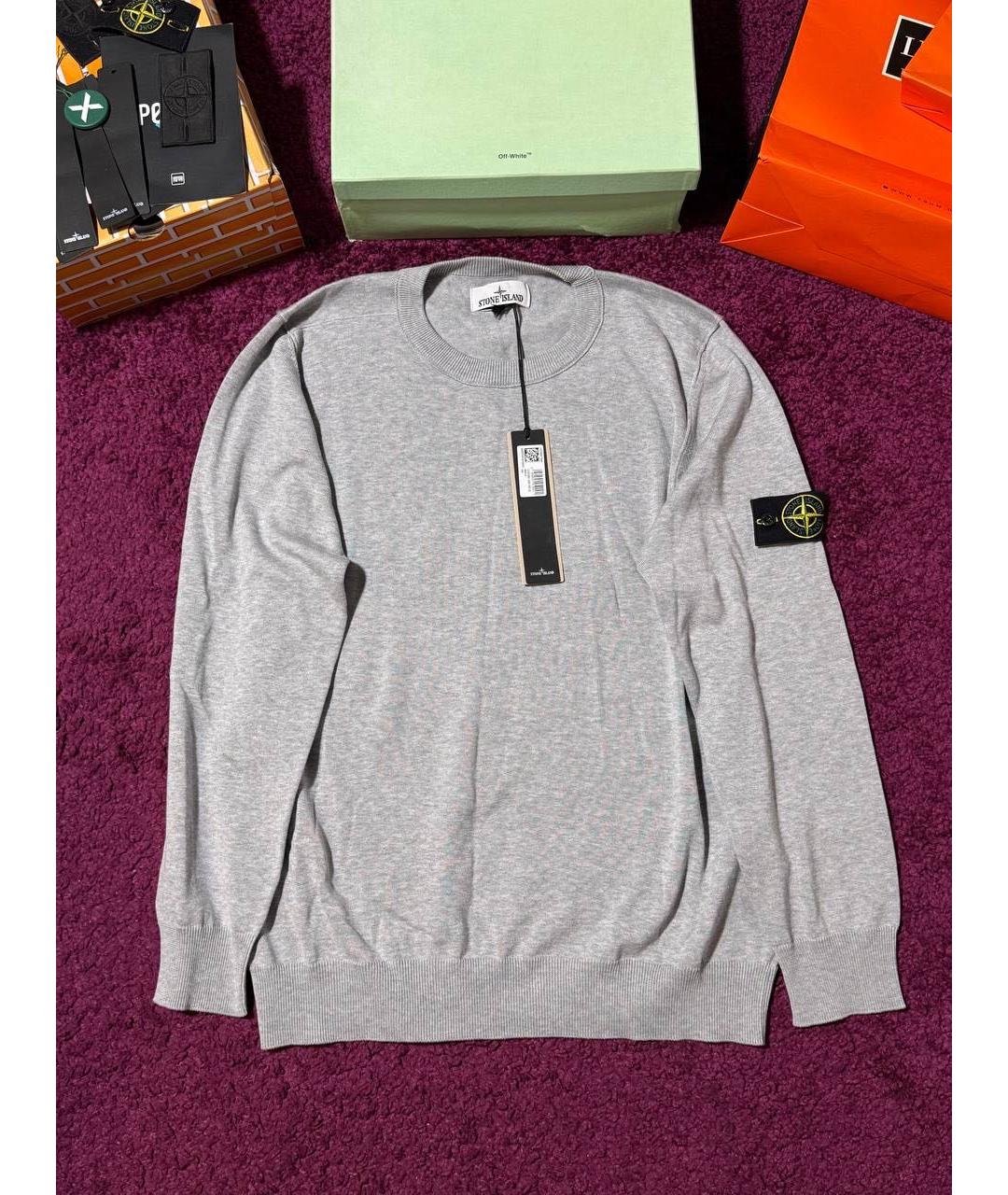 STONE ISLAND Серый хлопковый джемпер / свитер, фото 4