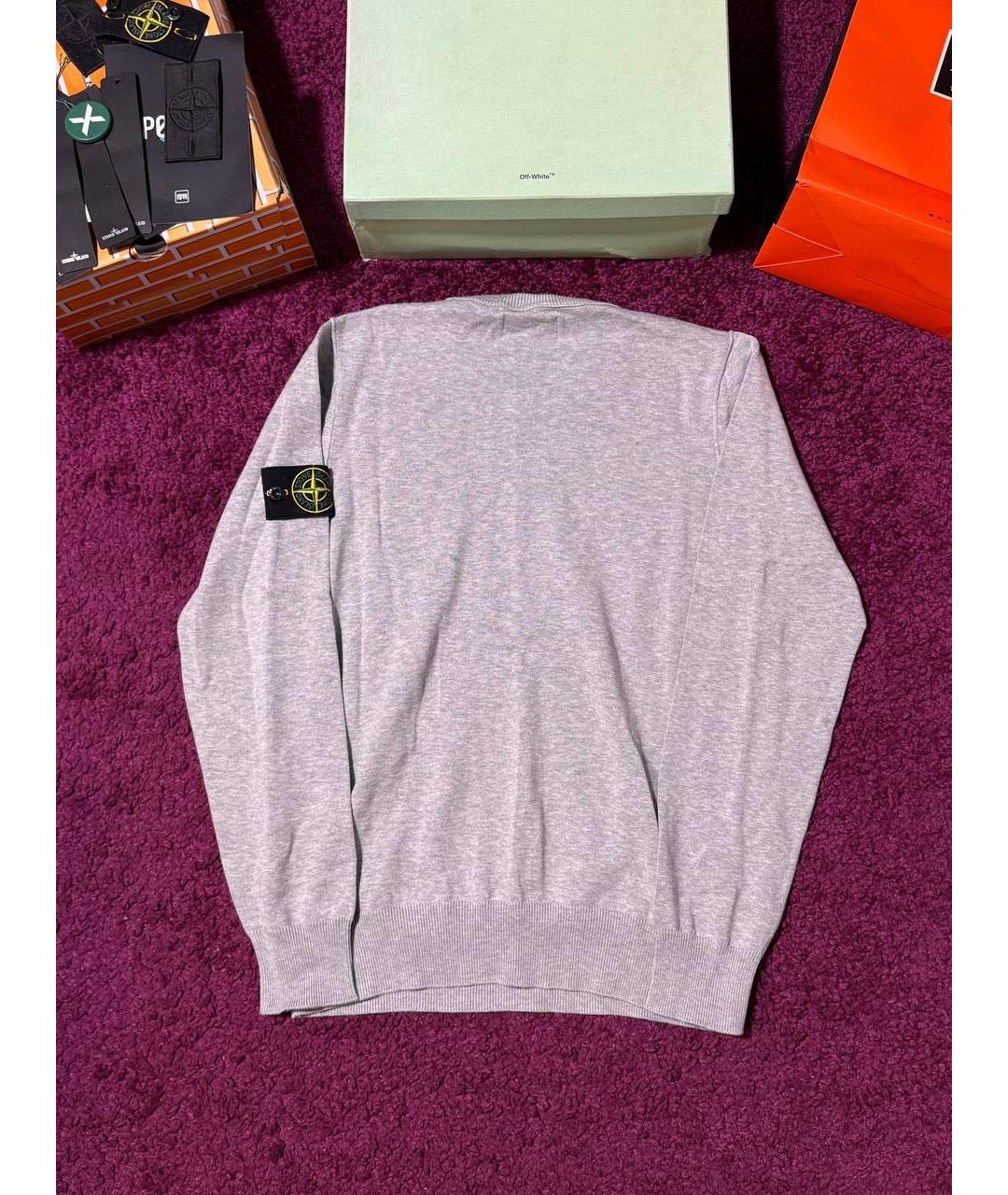 STONE ISLAND Серый хлопковый джемпер / свитер, фото 2