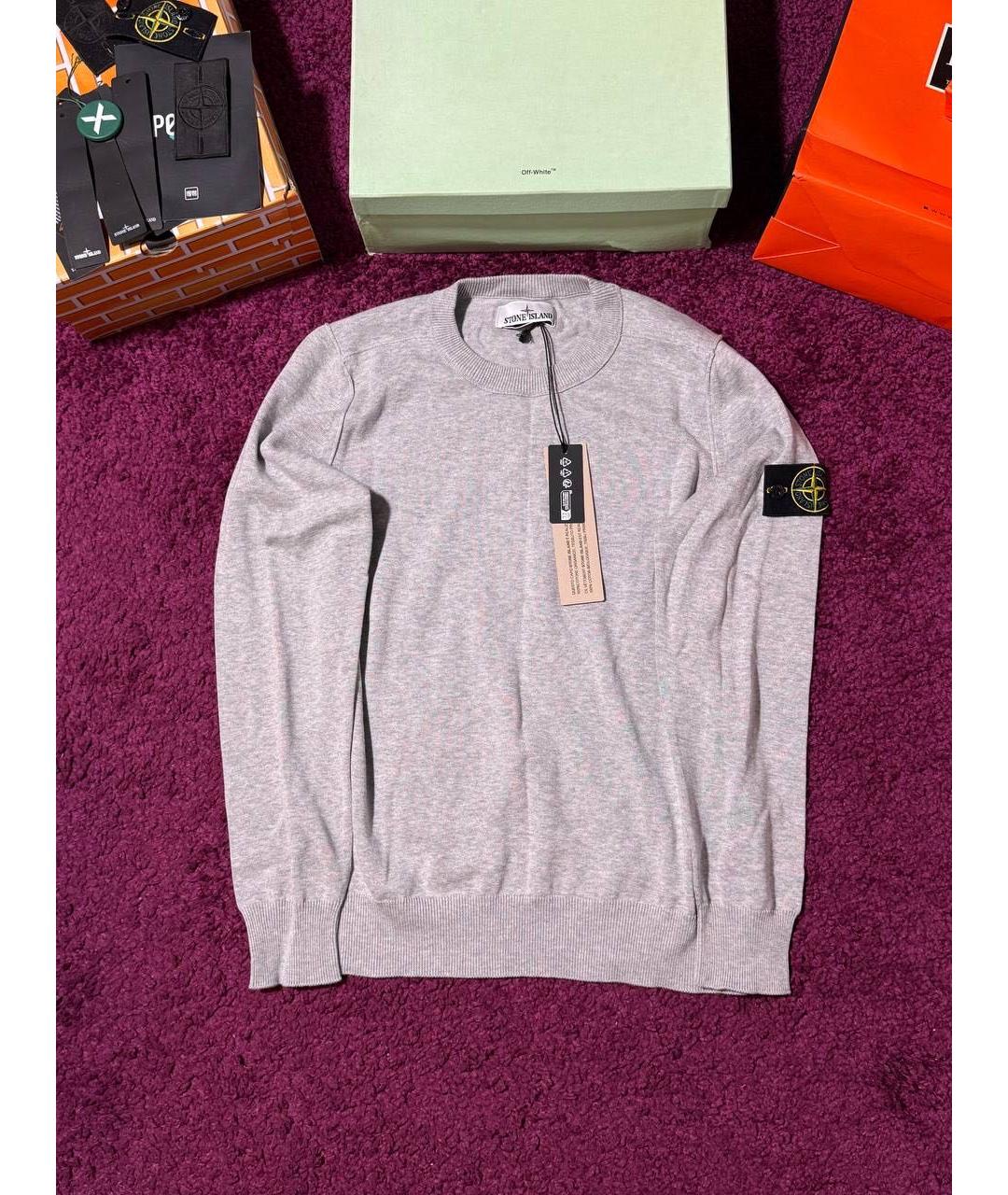 STONE ISLAND Серый хлопковый джемпер / свитер, фото 4