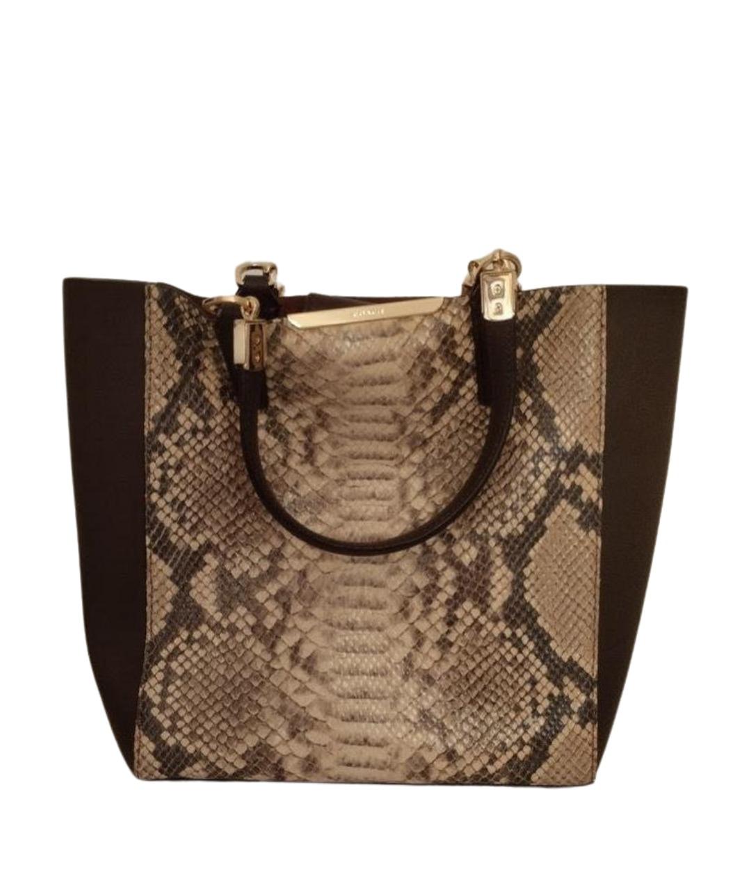 COACH Коричневая кожаная сумка с короткими ручками, фото 1