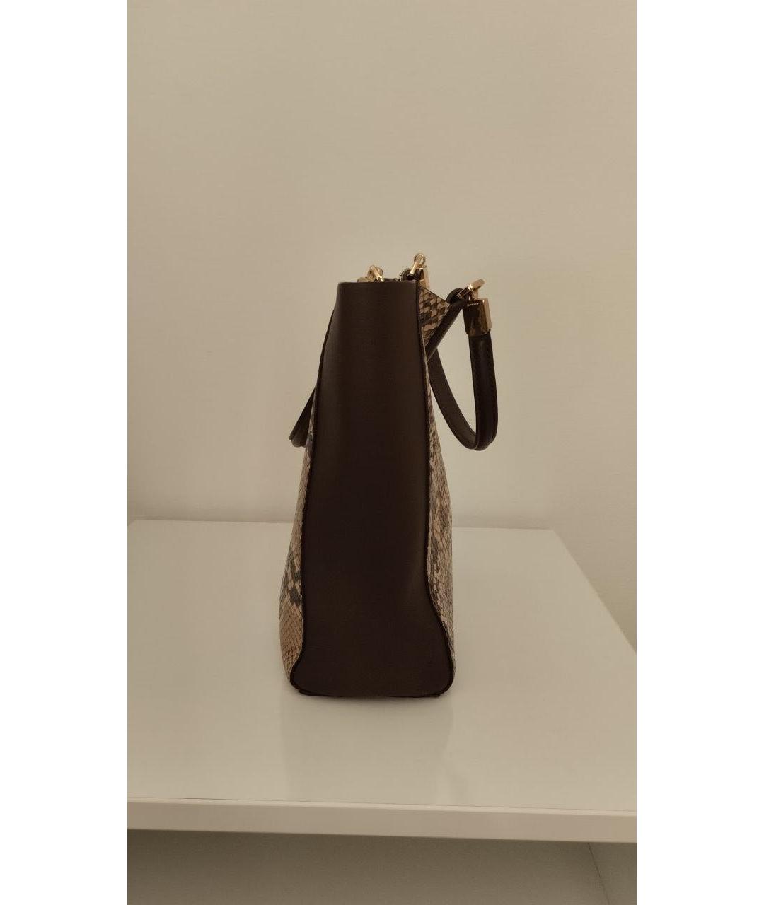 COACH Коричневая кожаная сумка с короткими ручками, фото 3