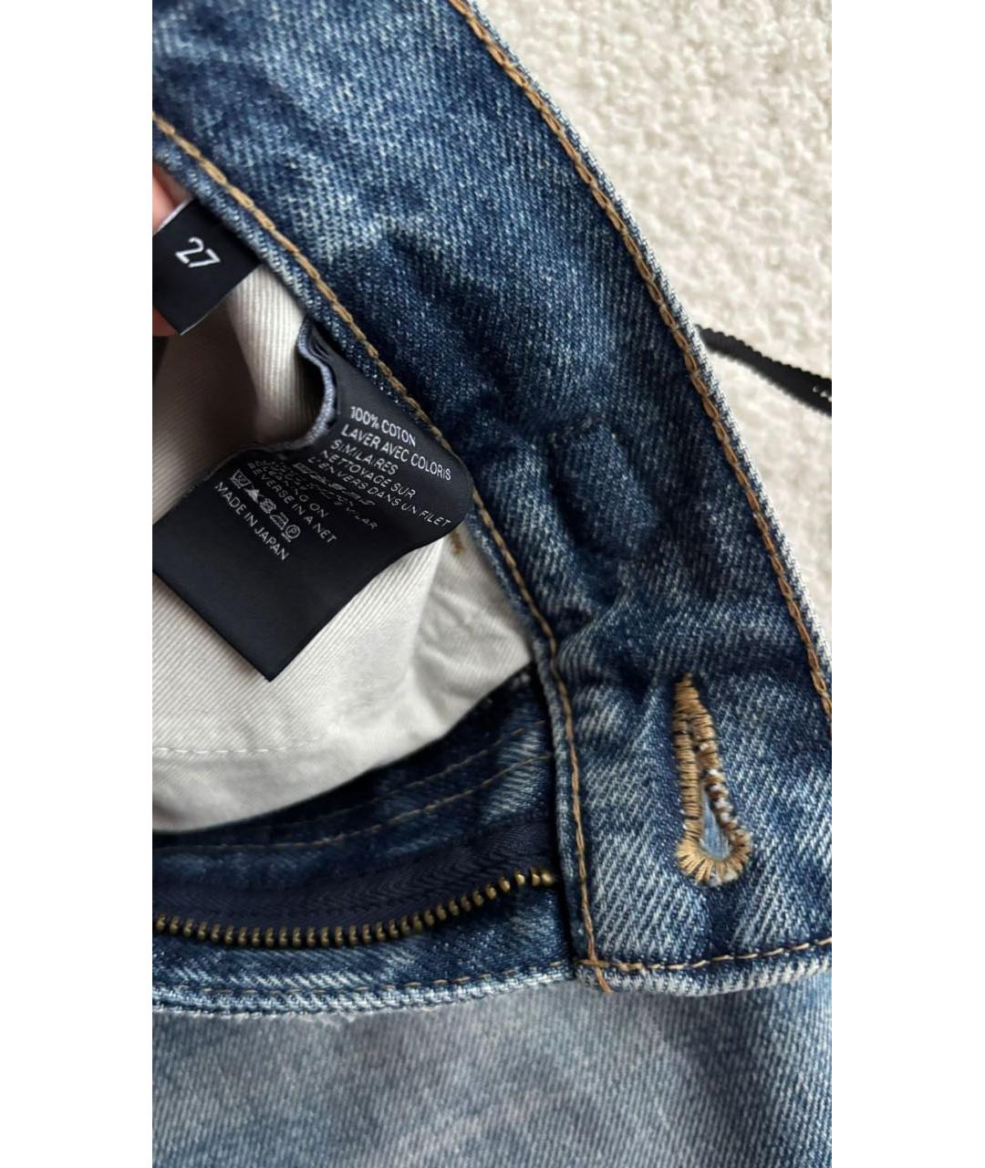 CELINE Синие хлопковые прямые джинсы, фото 5