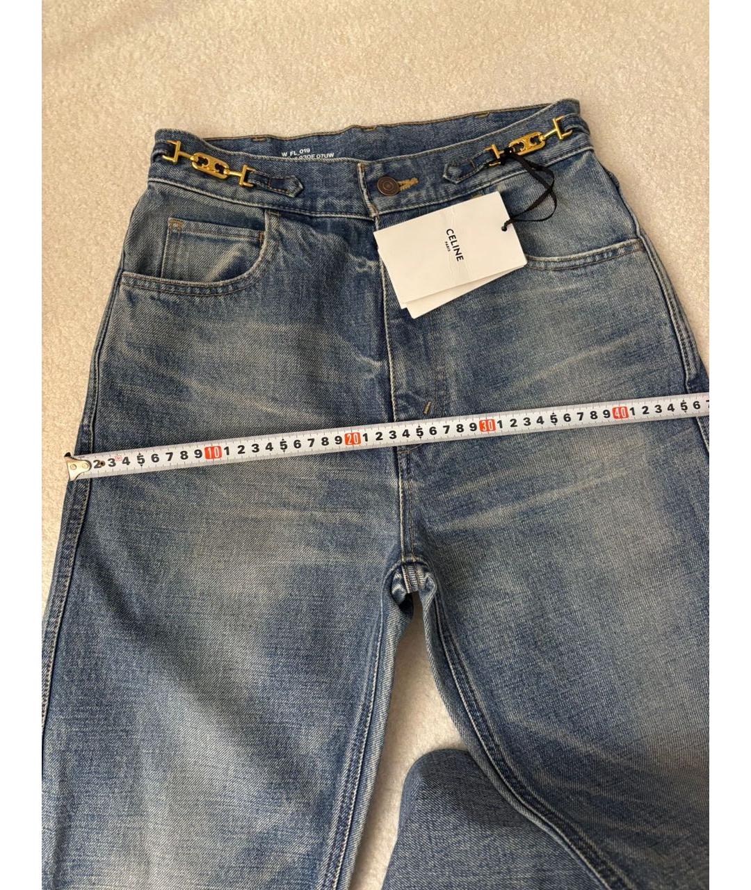 CELINE Синие хлопковые прямые джинсы, фото 2